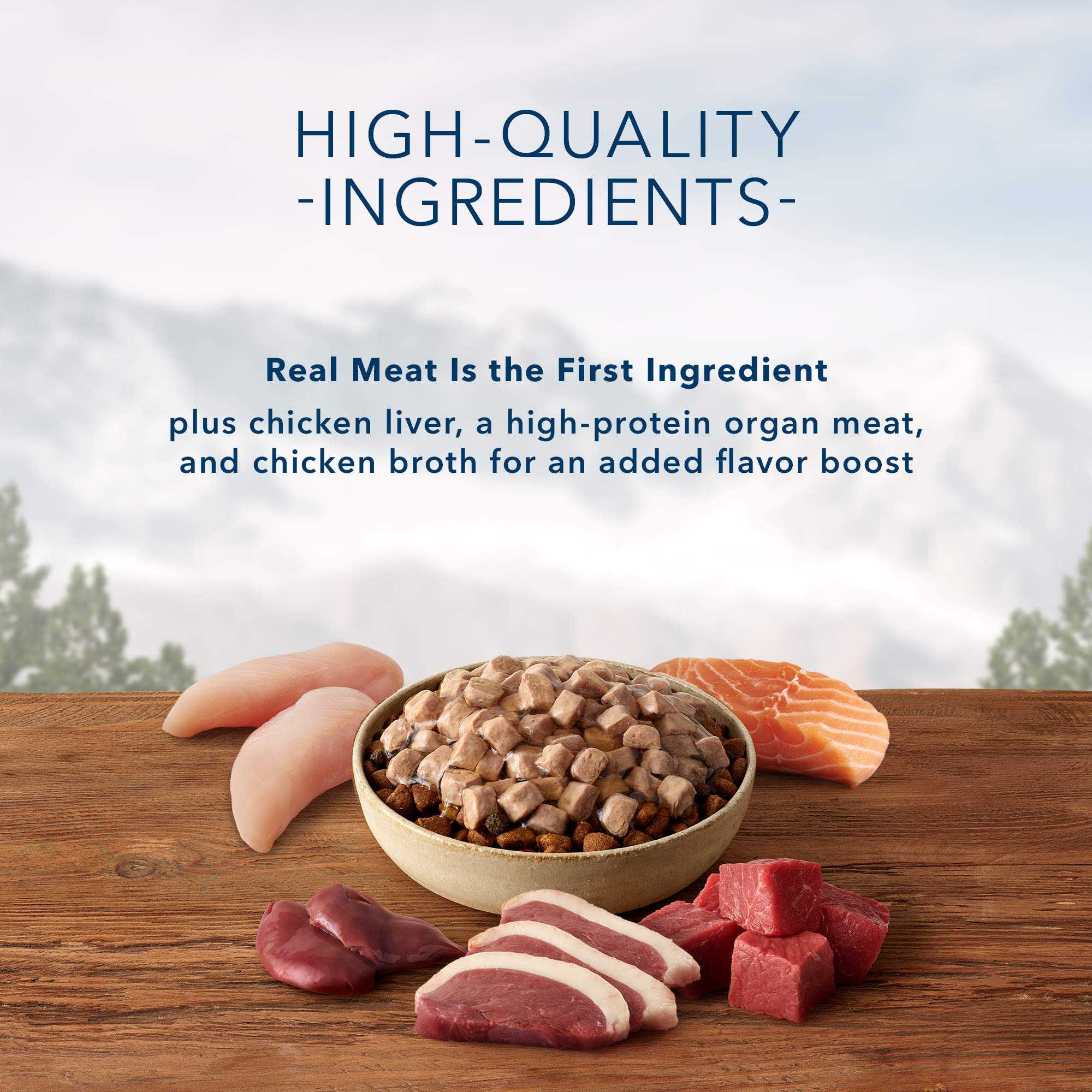 Blue Buffalo Wilderness Trail Toppers Wild Cuts High Protein, Natural Wet Dog Food Variety Pack, Beef, Salmon, Duck & Chicken, 3