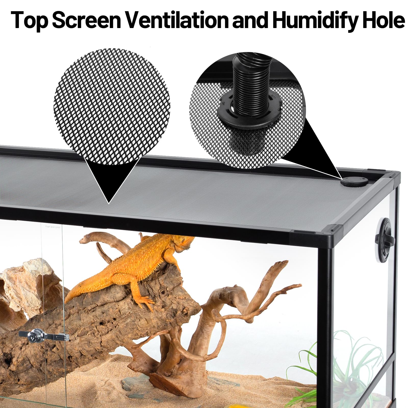 Cavachew 50 Gallon Reptile Tank, Glass Reptiles Terrarium 36 X 18 X 18, Sliding Door, Top Ventilation, Cable Pass, Humidif