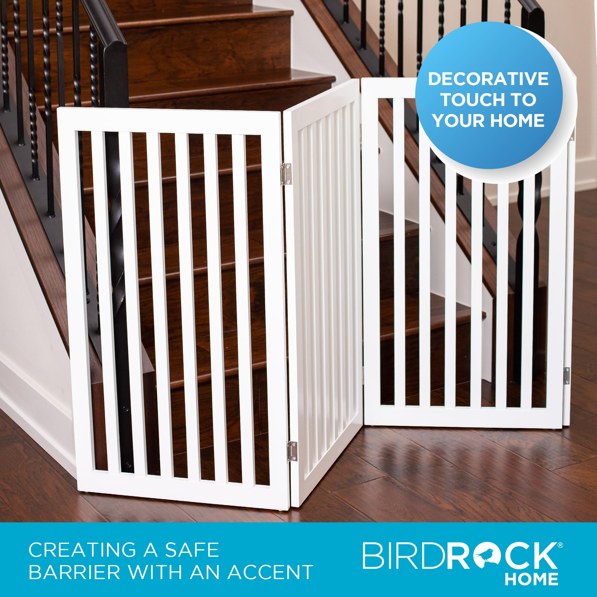 Internet'S Best Dog Gate Indoor Freestanding Pet Barrier, Folding Wood Dog Fence, Extra Wide Doorway Puppy Gate, Indoor Animal P