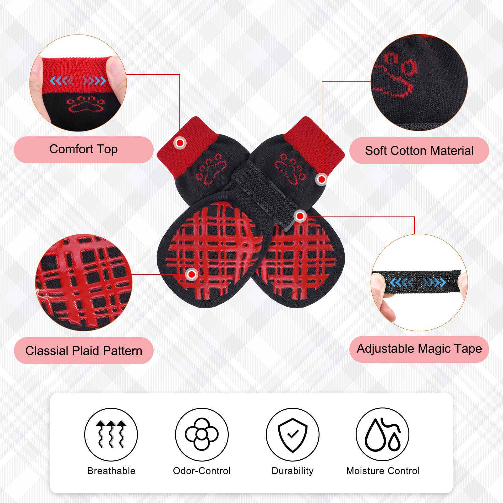 Beautyzoo Dog Socks & Boots - Paw Protectors For Hot Pavement & Hardwood Floors, Non-Slip, Small To Senior Sizes