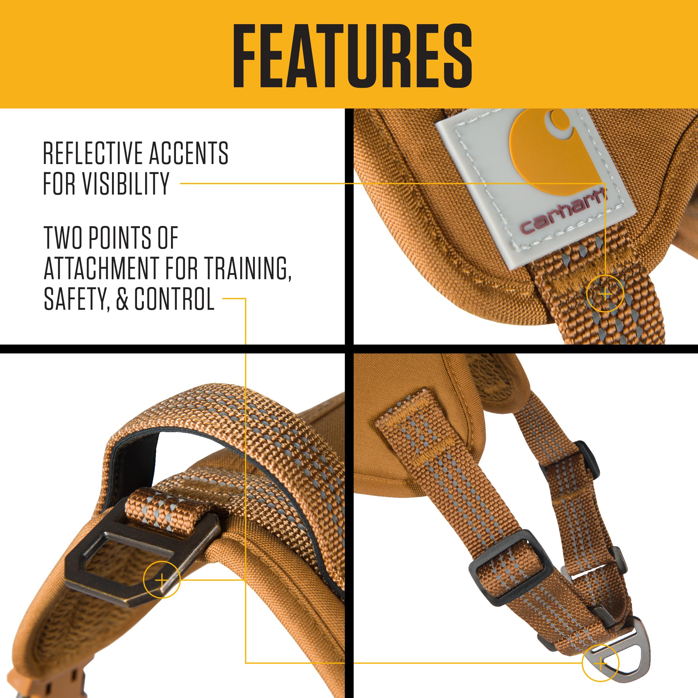 Carhartt Nylon Duck No Pull Dog Harness, Fully Adjustable Dog Harness with Quick Control Handle and Reflective Accents, Deep Win