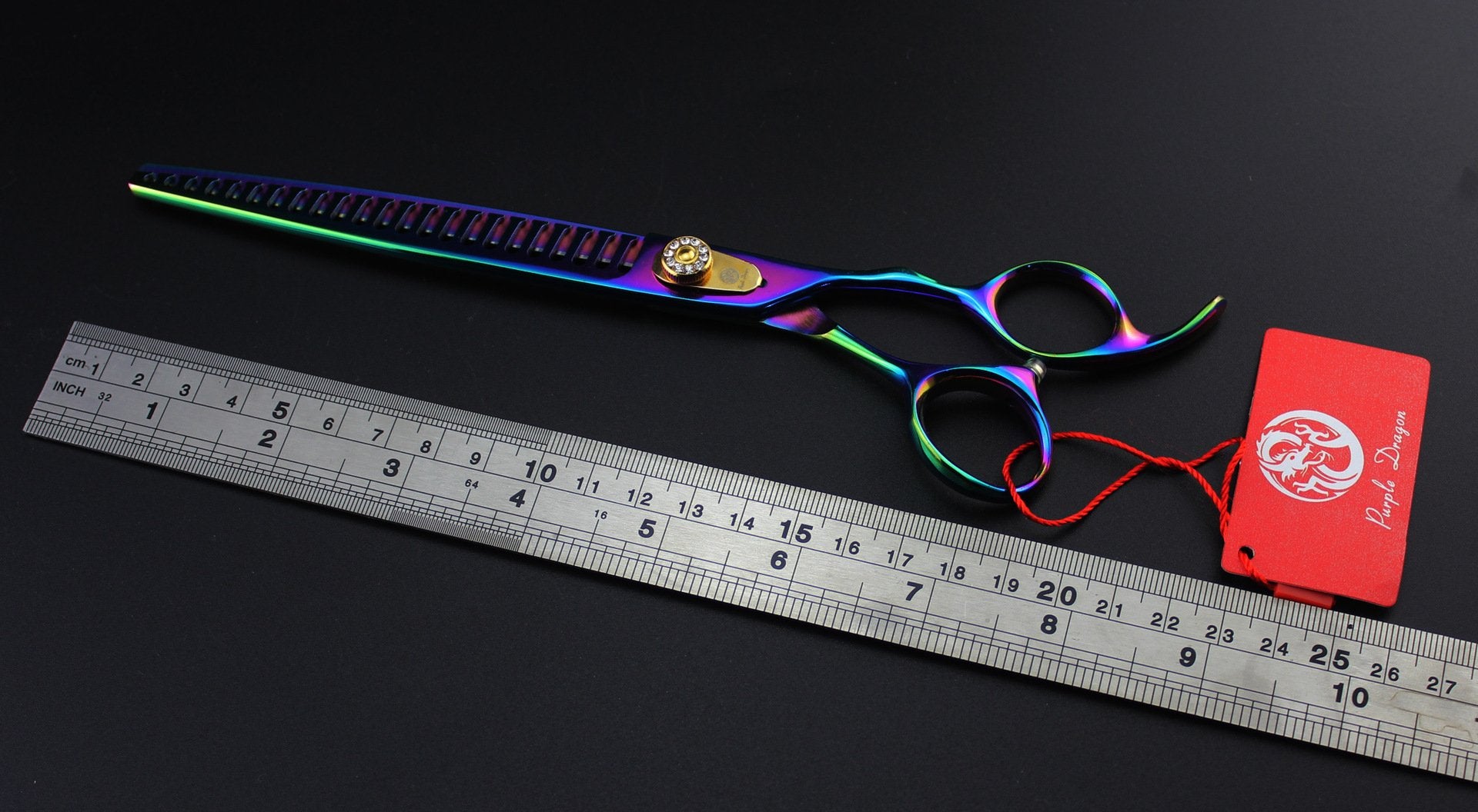 Purple Dragon 7.0''/8.0'' 3 In 1 Top-Level Professional Pet Grooming Thinning Or Chunker Scissors - Downward Curved Shears And D