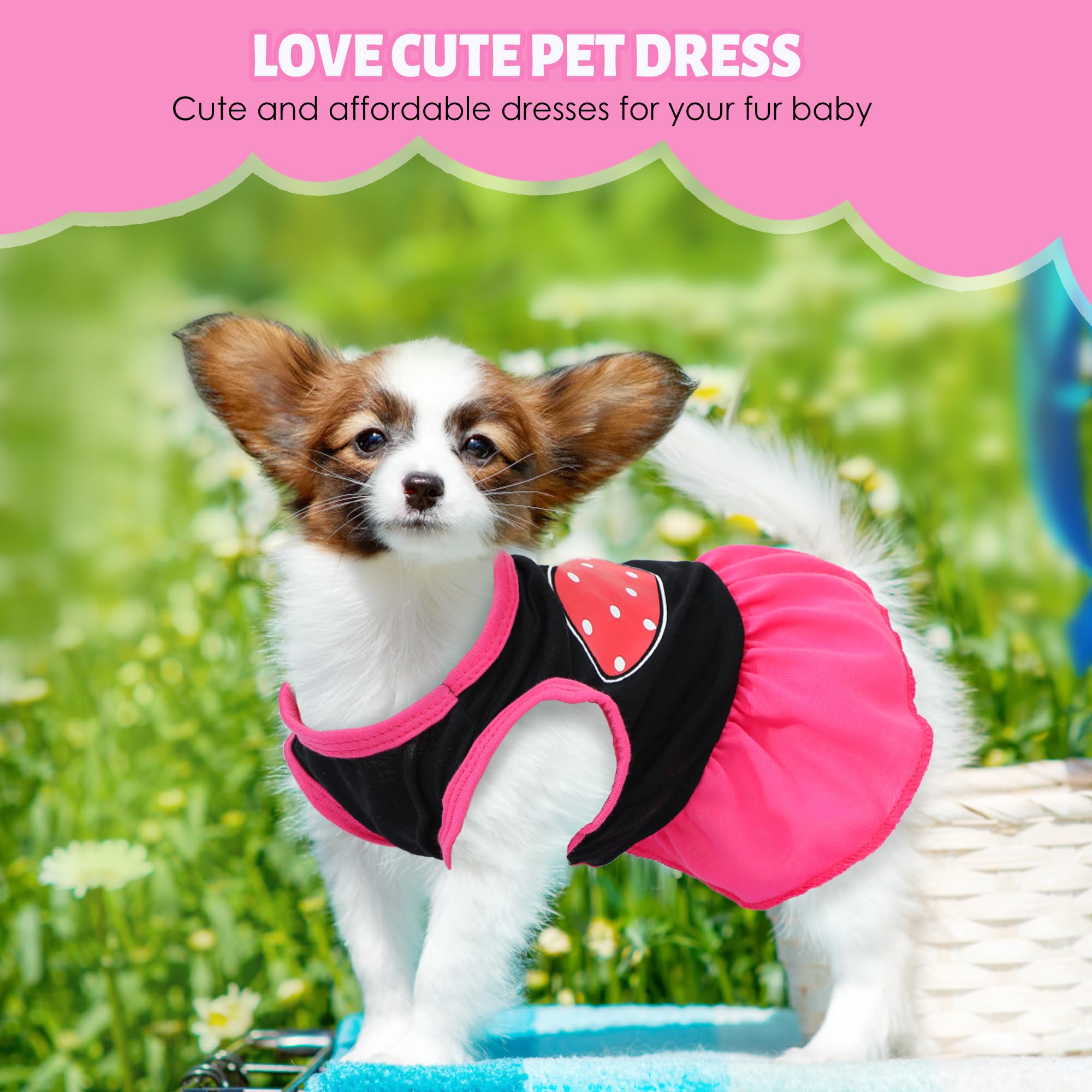 2 Pack Dog Dresses Summer Puppy Sundress Dress Shirts Love Pattern Cute Dog Clothes For Small Dogs Girl For Chihuahua Yorkie Shi