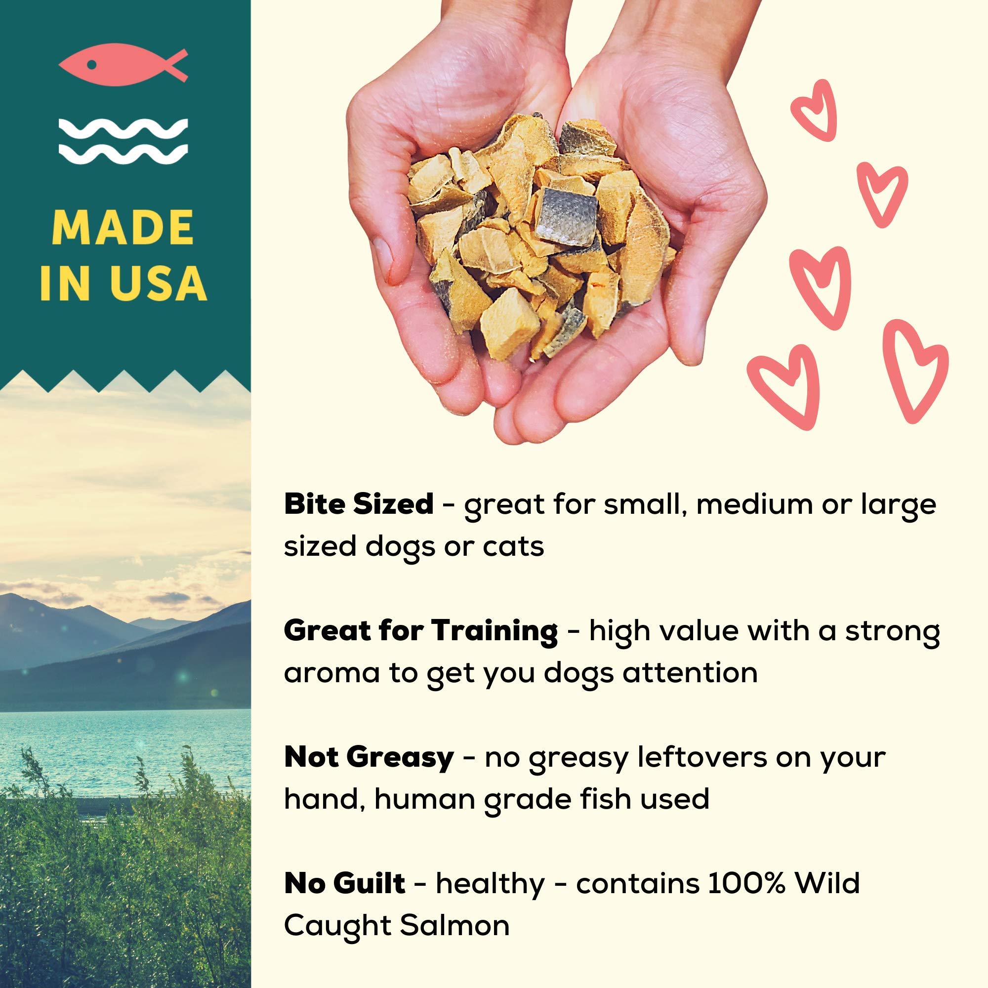 A Better Treat - Freeze Dried Salmon Dog Treats, Wild Caught, Single Ingredient | Natural High Value | Gluten Free, Grain Free,