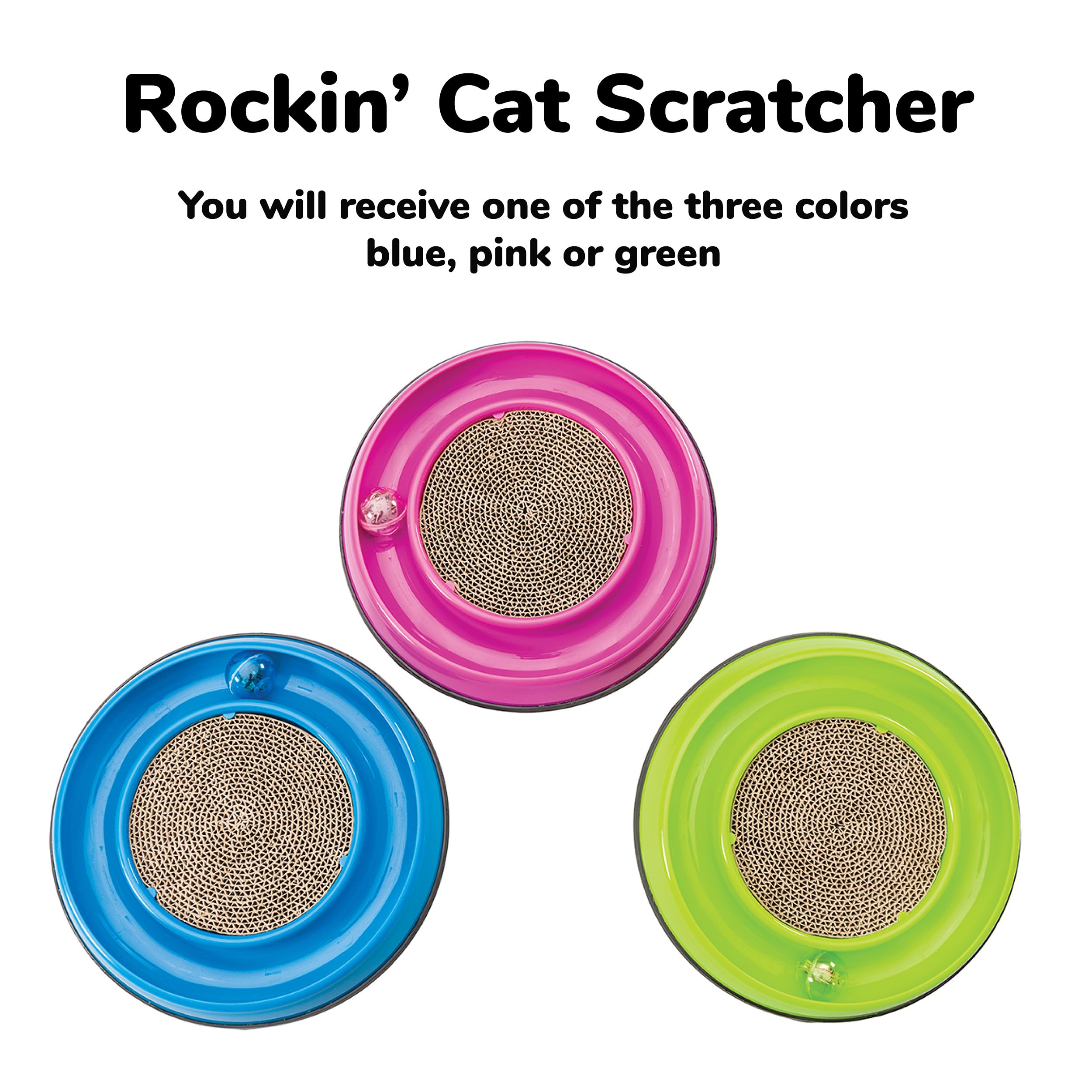 SPOT Rockin' Cat Scratcher Toy- Interactive Cat and Kitten Toy with LED Light Up Ball, Wobble Action, Corrugated 5 Inch Scratchi