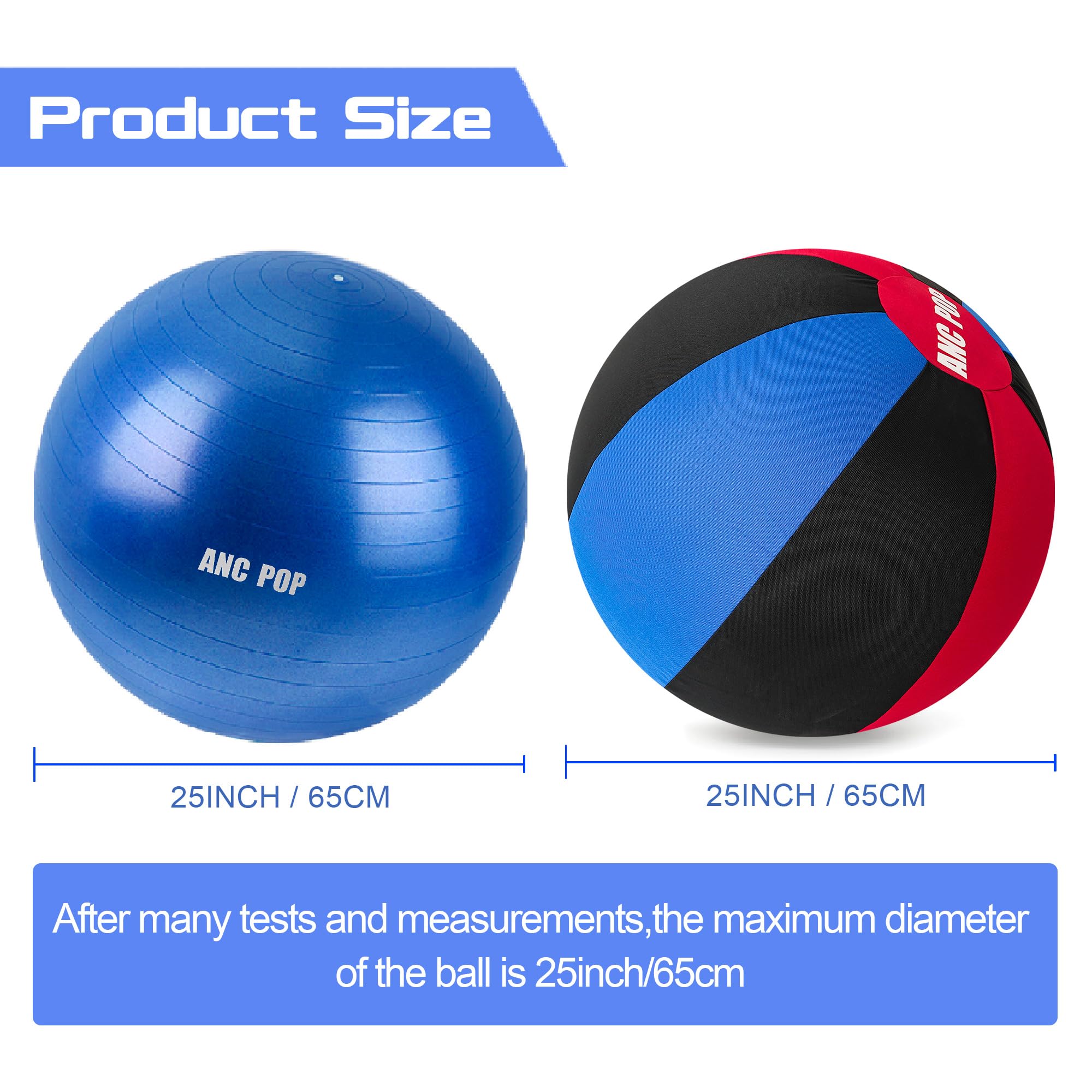 ANC POP Herding Ball for Dogs & Horses, 25" PVC, Red/Blue/Black, Model ANC-CWQ, Includes Hand Pump