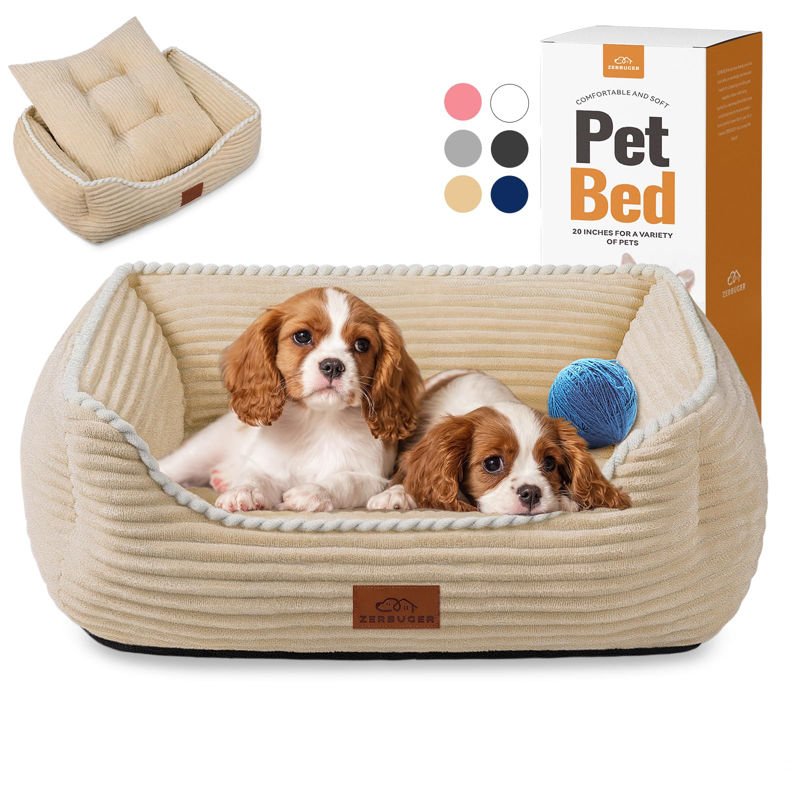Zerbuger Rectangle Cat Dog Bed For Large Medium Small Pets Indoor Outdoor Machine Washable Sleeping Sofa Non-Slip Bottom Soft Pu