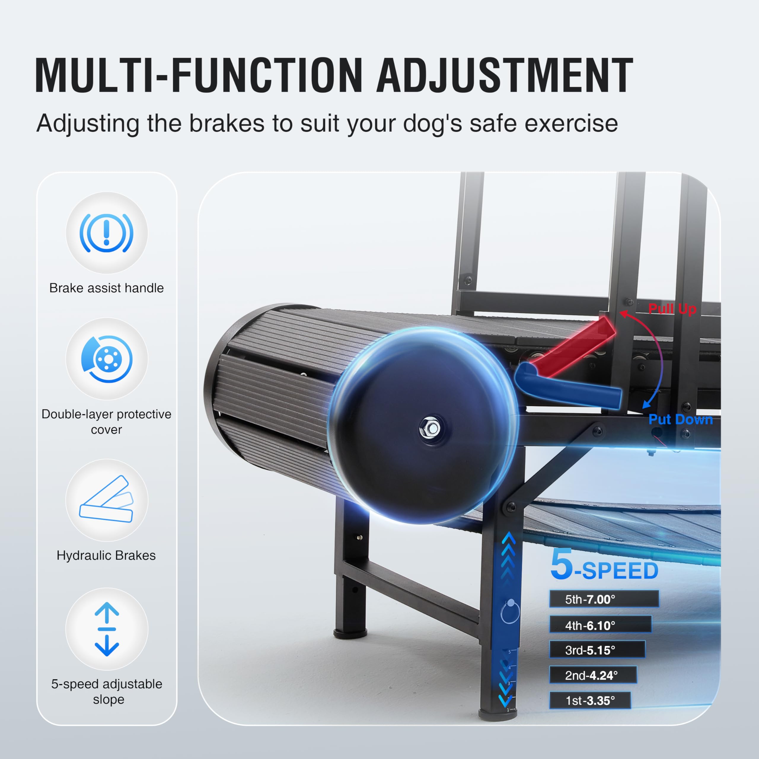Dog Treadmill For Large/Medium Dogs, Adjustable Ramp Canine Running Slatmill Machine With Pedometer For Exercise & Healthy & Fit
