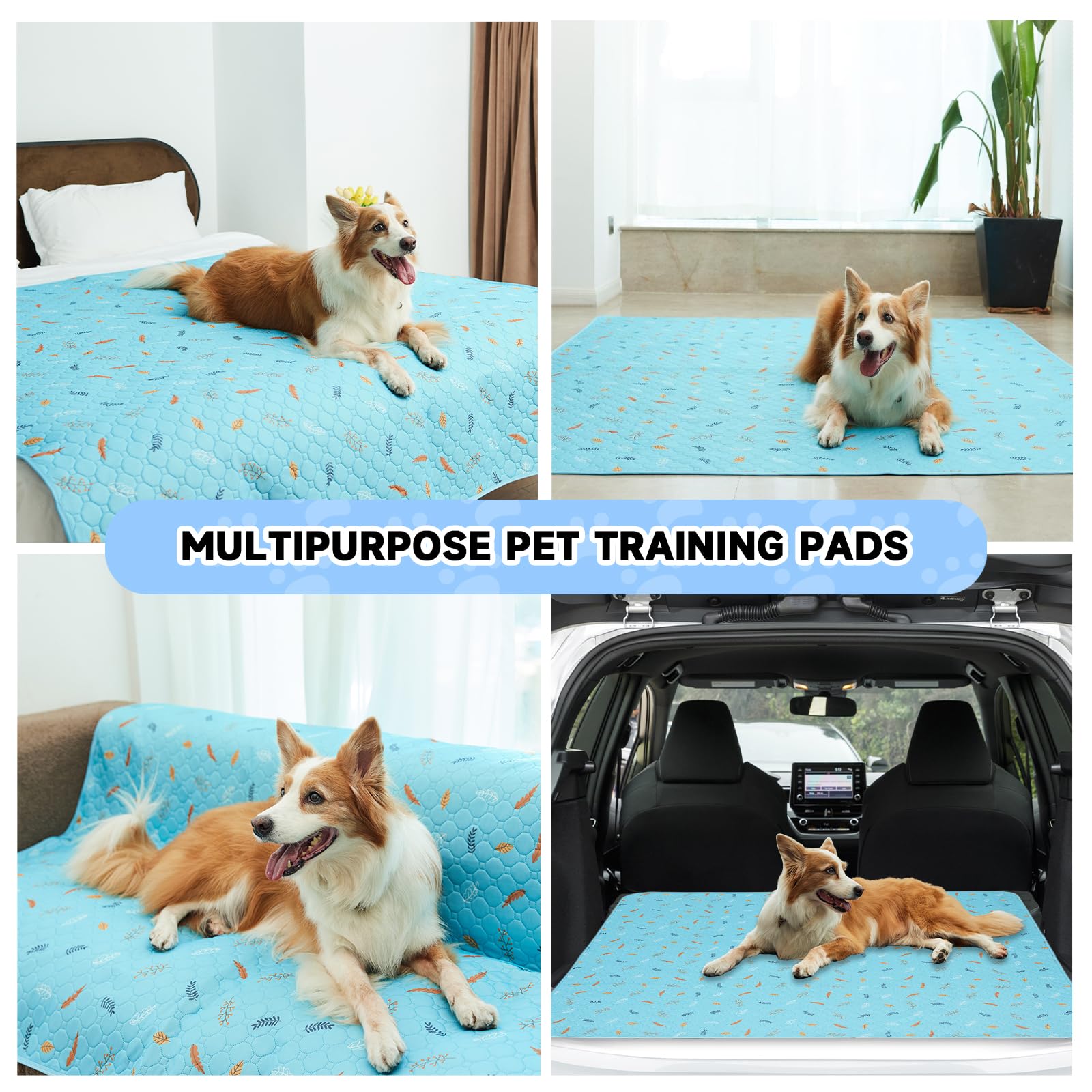 Sunheir Washable Pee Pads For Dogs 2-Pack Reusable Puppy Pads Pet Training Pads, Waterproof Dog Pee Pads For Crate, Whelping Pad