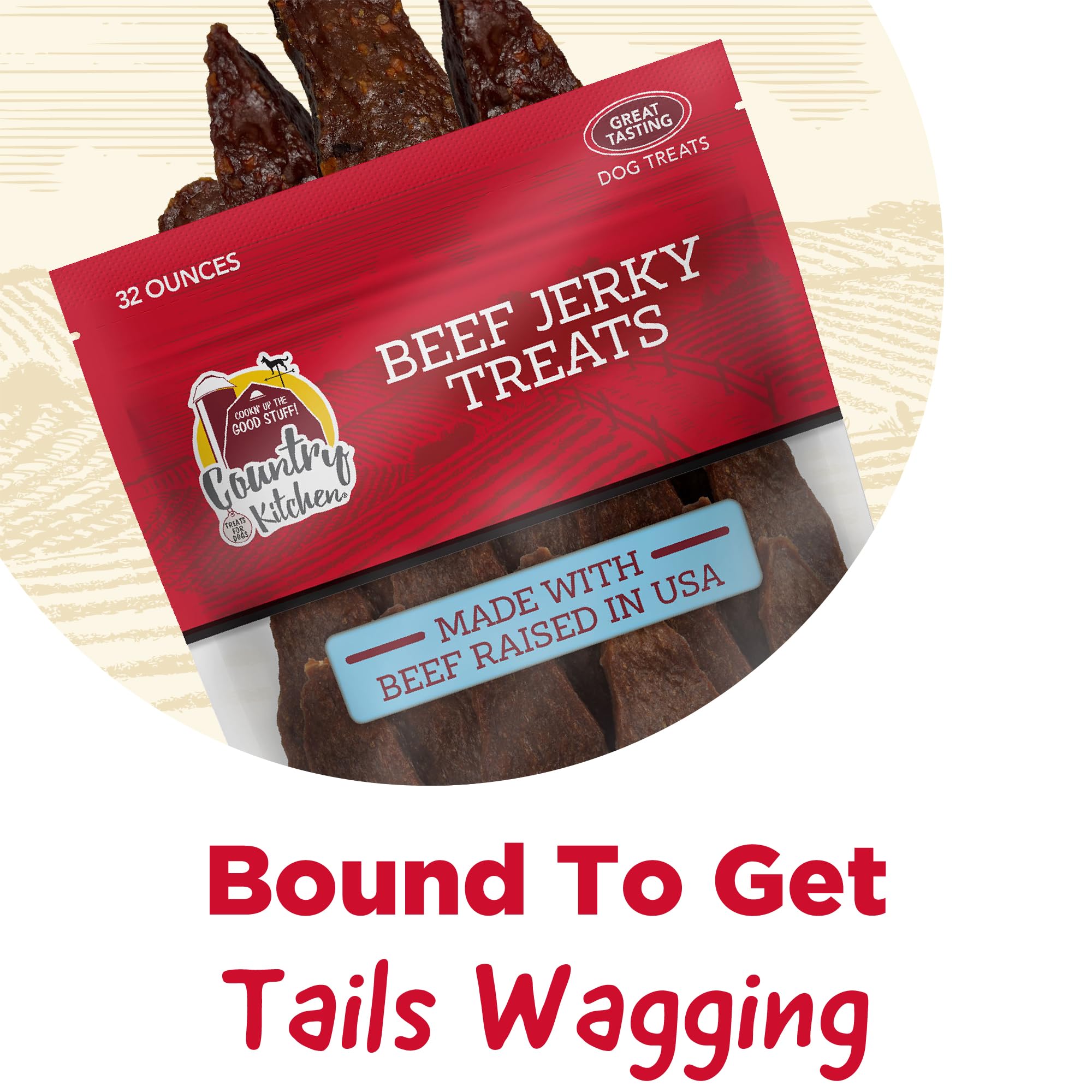 Country Kitchen Beef Jerky Dog Treats, Real Beef, High Protein, Low Fat, 32 oz (2 lb)