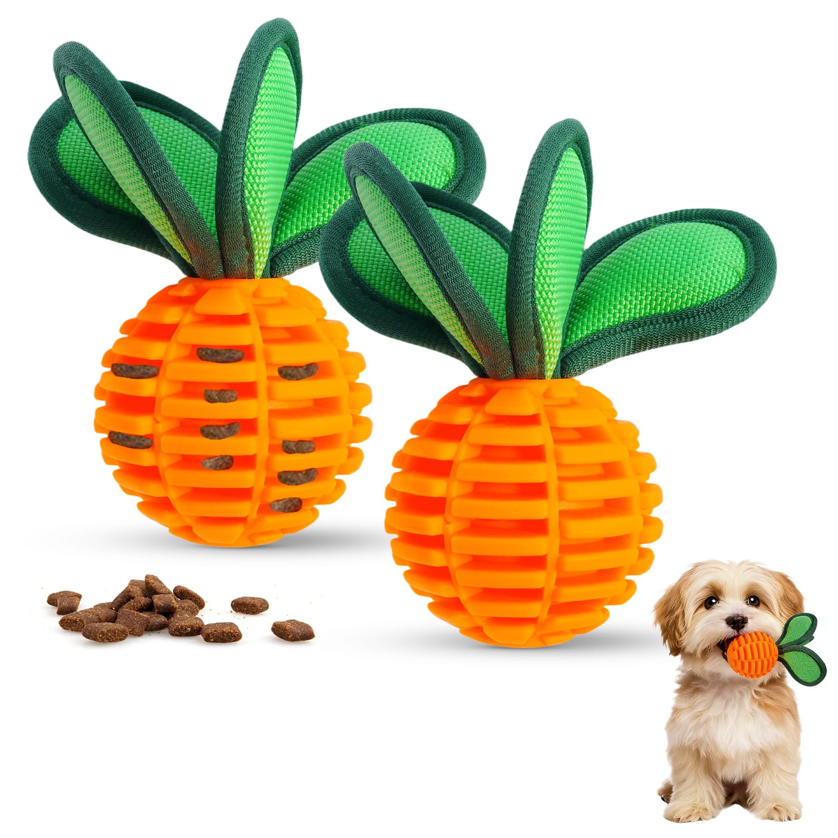Zumaey 2 Pack Dog Chew Toys For Small Breeds, 2.2 Treat Dispensing Ball, Small Dog Toy Ball With Squeaker For Anxiety & Boredom