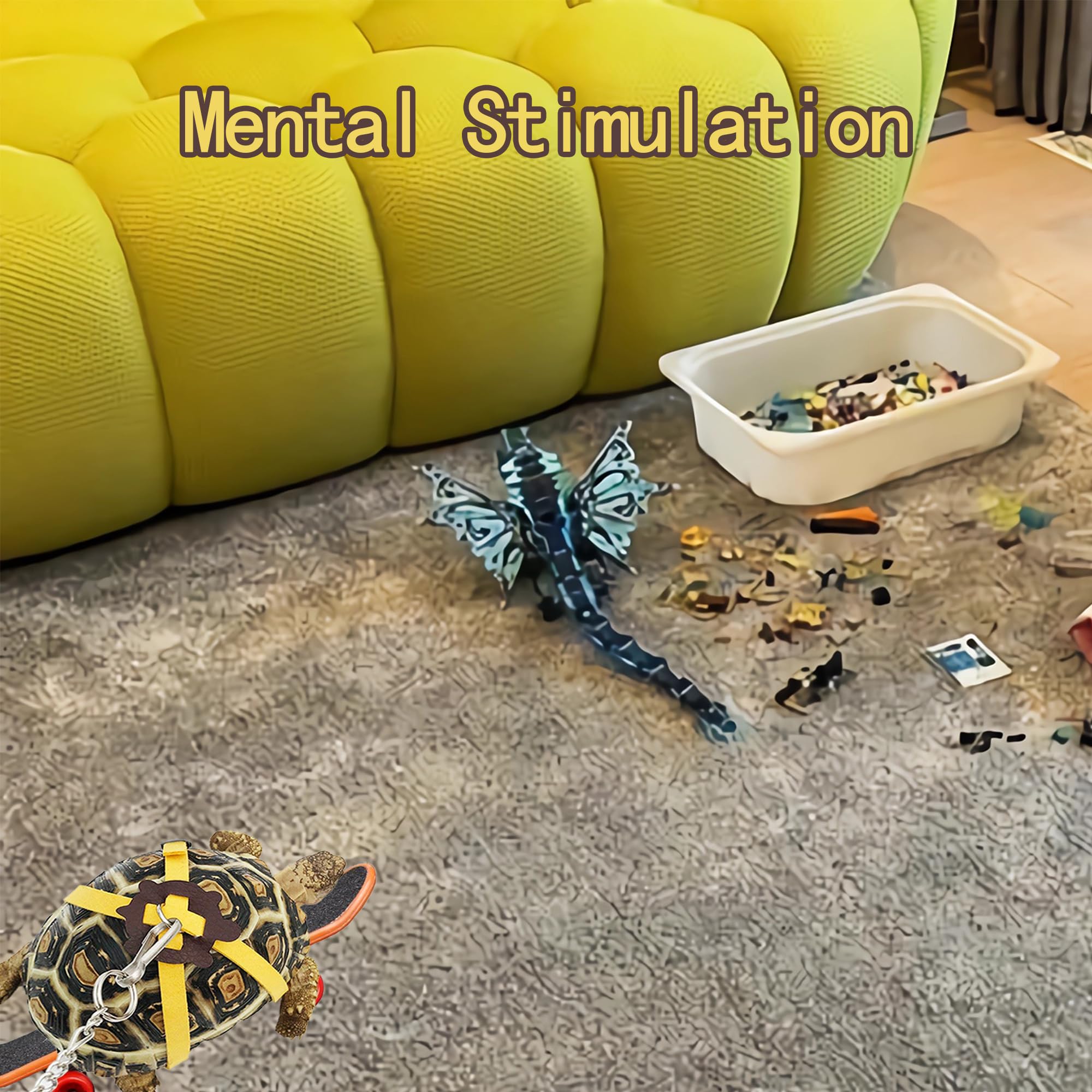 Turtles Playing And Training Toys Set, 1 Adjustable Tortoise Leash 2 Reptile Skateboards 2 Treat Ball, Turtle Fast Skate Accesso