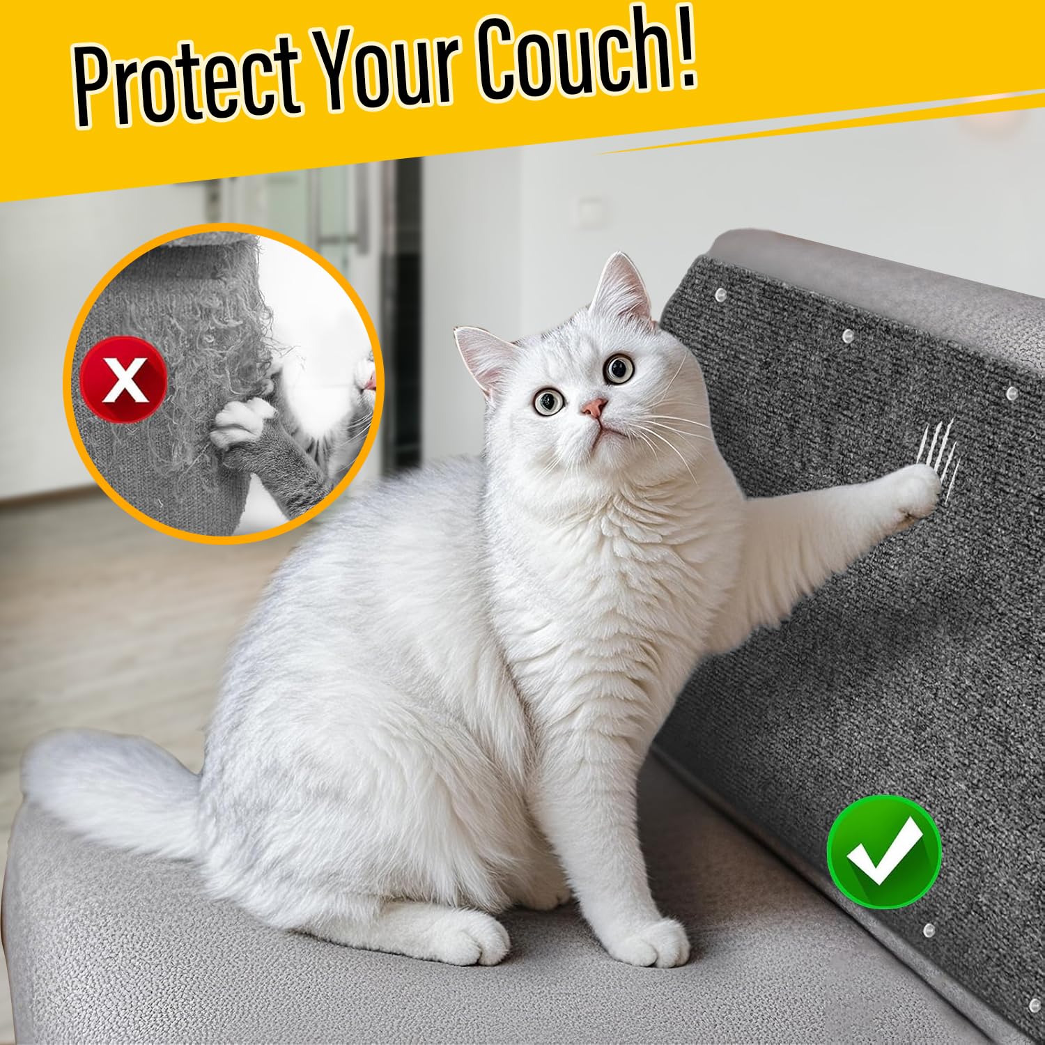 Yongjoy Cat Scratch Couch Furniture Protector, Adhesive Cat Scratch Pad Deterrent For Furniture, Diy Climbing Scratcher For Indo