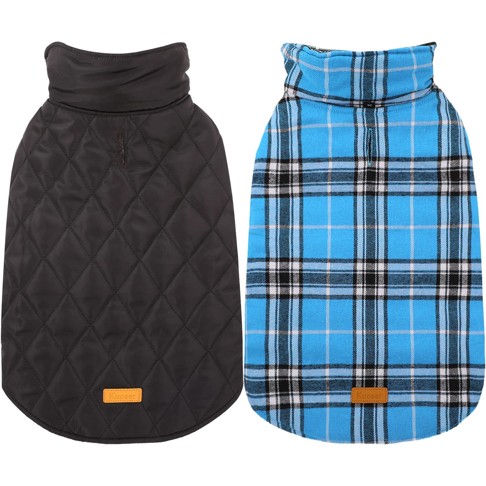 Kuoser Warm Dog Coat, Reversible Dog Jacket Waterproof Dog Winter Coat British Style Plaid Dog Clothes Pet Dog Cold Weather Coats Cozy Snow Jacket Vest For Small Medium Large Dogs Yellow Xl