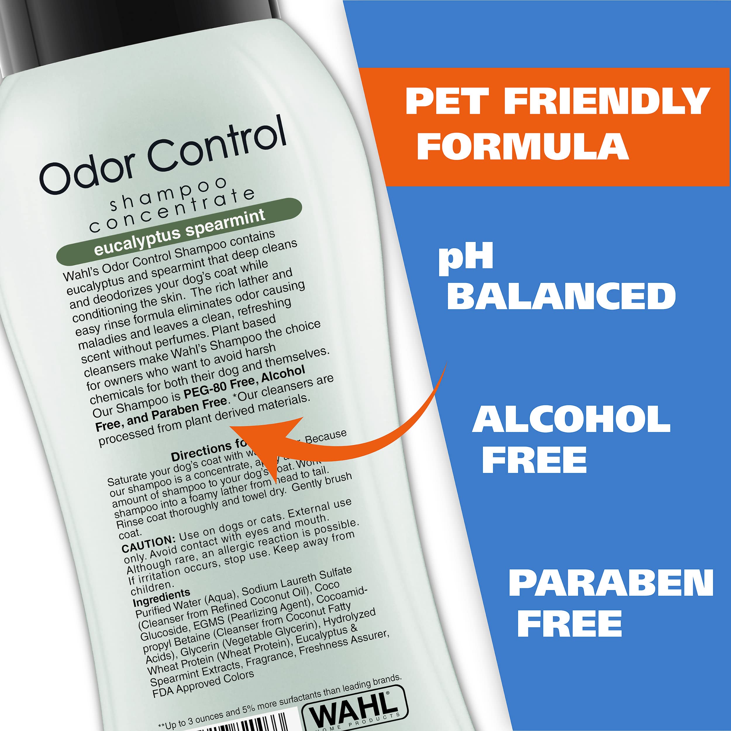 Wahl Usa Odor Control Shampoo For Dogs & Pets - Eucalyptus & Spearmint Animal Deodorizer For Cleaning & Freshening – 24 Oz - Model 820003A