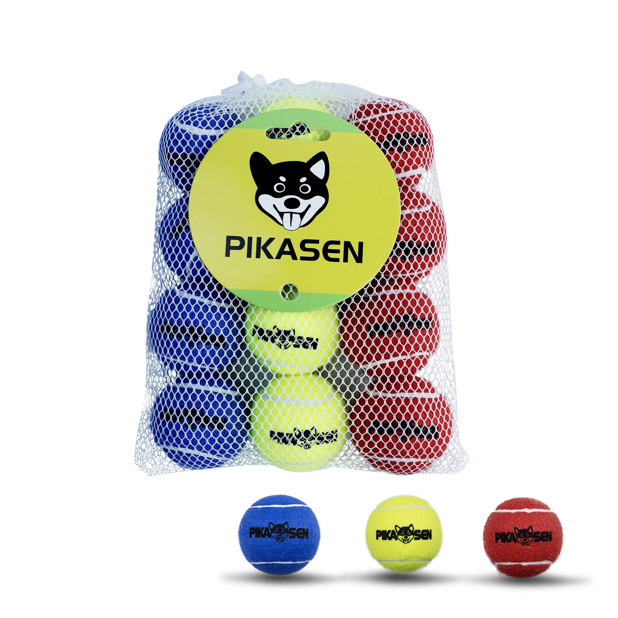 PIKASEN Dog Squeaky Tennis Balls for Pet Playing in 3 Sizes Premium Strong Dog & Puppy Balls for Training, Play, Exercise The Ea