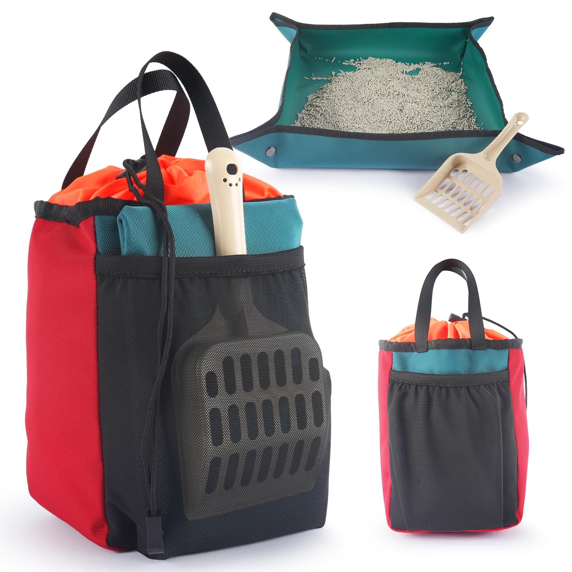 Travel Litter Box Kit For Cats (3In1) By Outdoorbengal - 1 Litter Tray + 1 Litter Bag + 1 Small Scooper (Leak-Proof & Odor-Resis