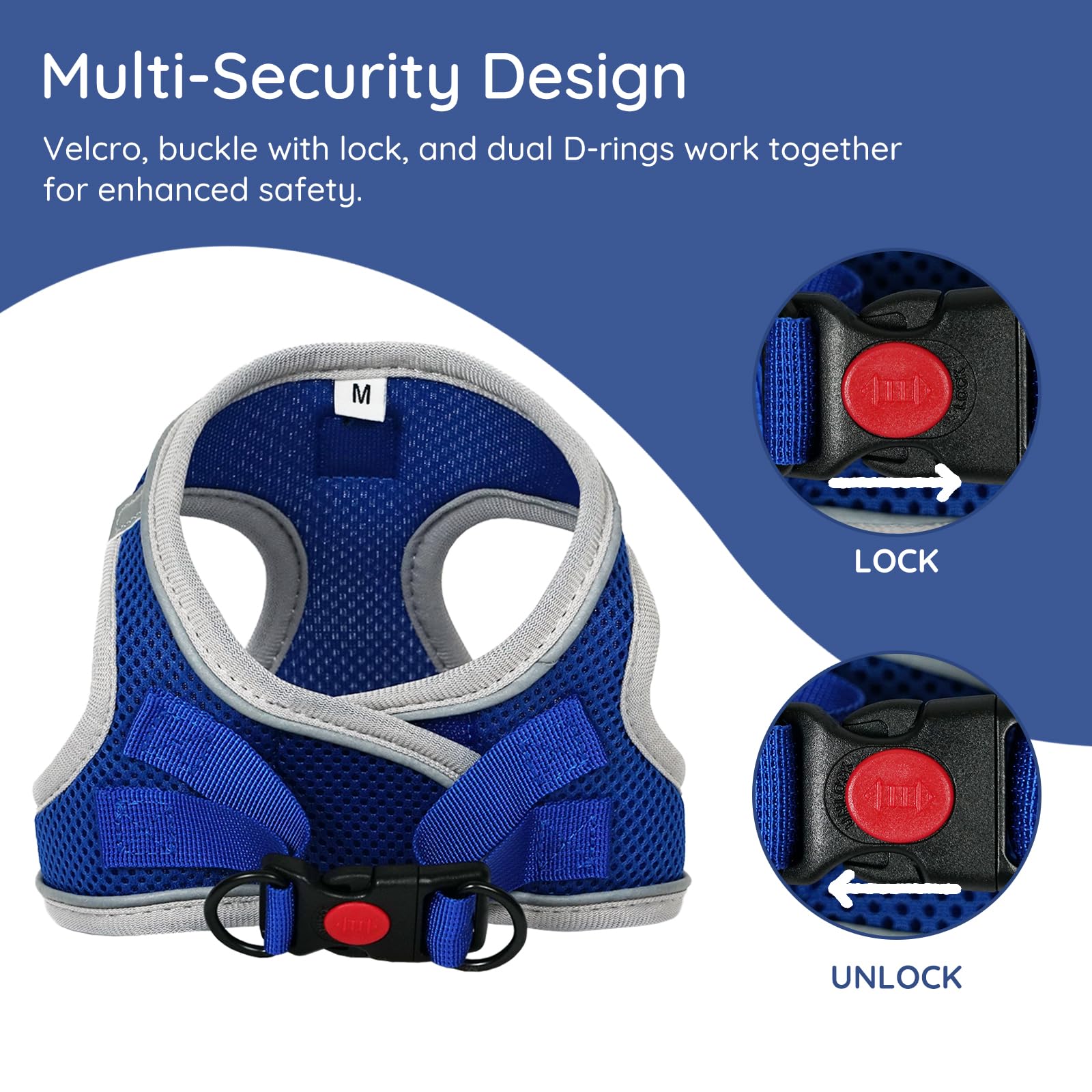 BELLA & PAL Step in Vest Harness for Small and Medium Dogs, No Pull Small Dog Harness with Leash Set, Comfortable Air Mesh Dog V