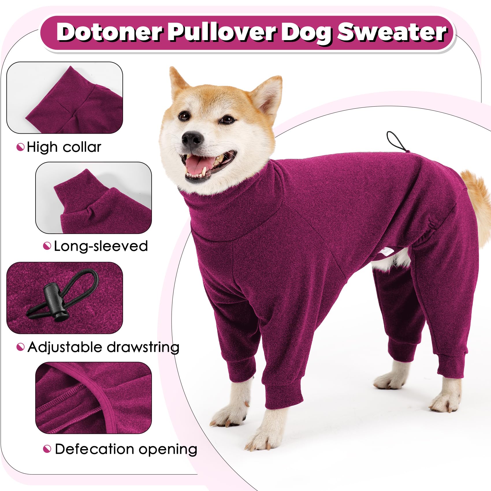 Dotoner Pullover Dog Sweater High Collar with Leash Hole Cold Weather Vest for Dogs Dog Winter Clothes for Indoor and Outdoor Us
