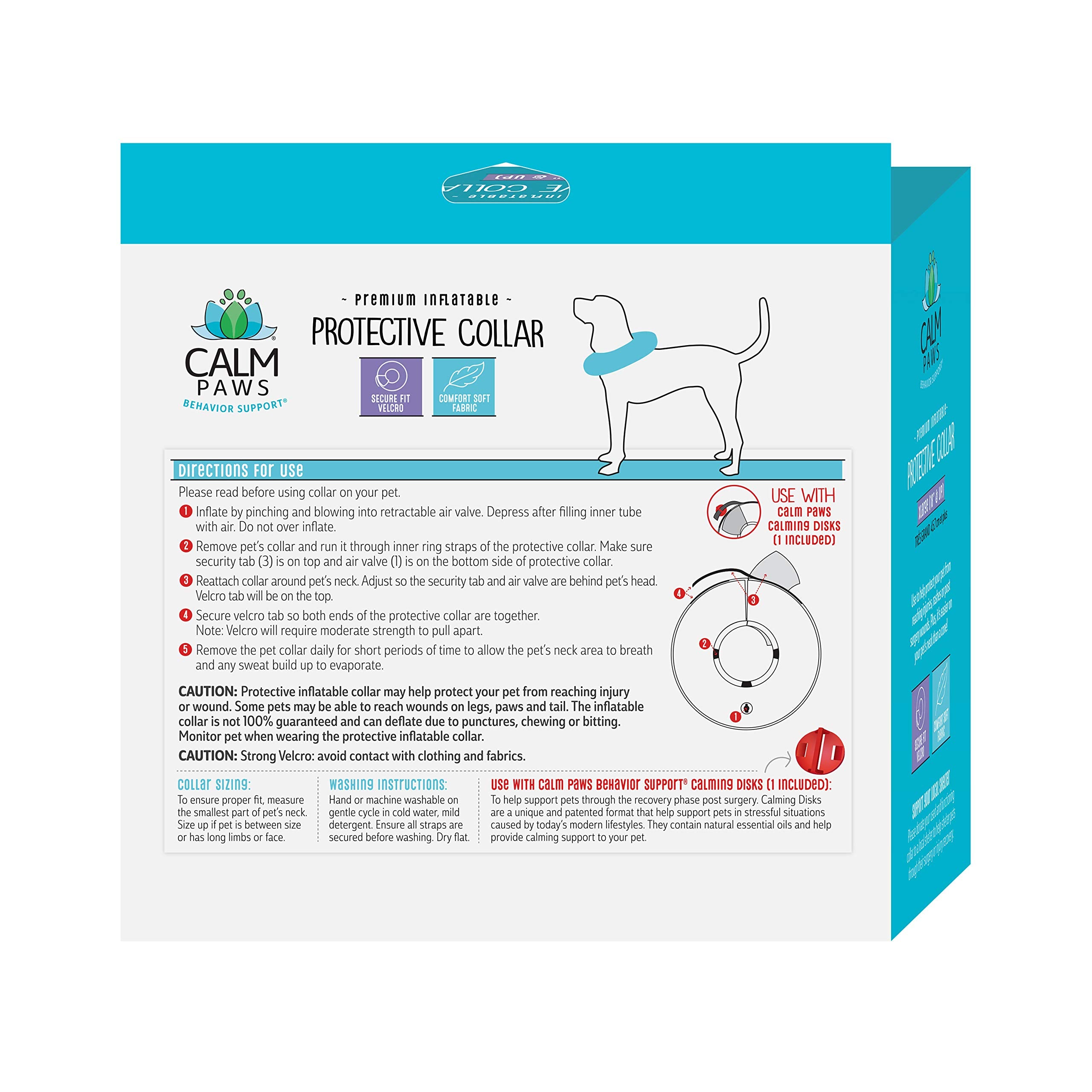 Calm Paws Behavior Support Protective Inflatable Collar XLarge w/Dog Calming Disc