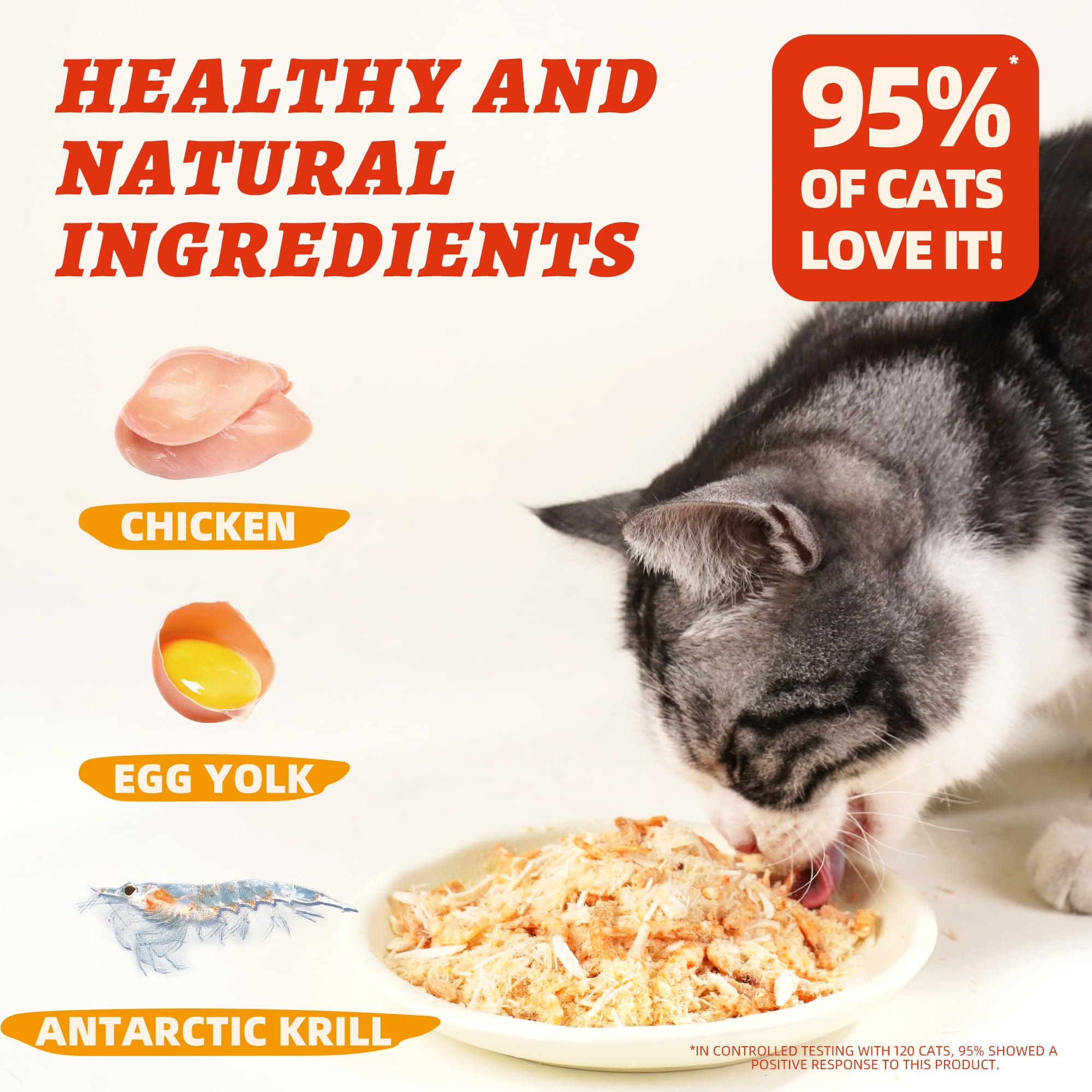 Wellix Dog & Cat Food Topper - Antarctic Krill Treats Freeze Dried Egg Yolk&Chicken Flavor Low Calorie - Cognitive and Skin & Co