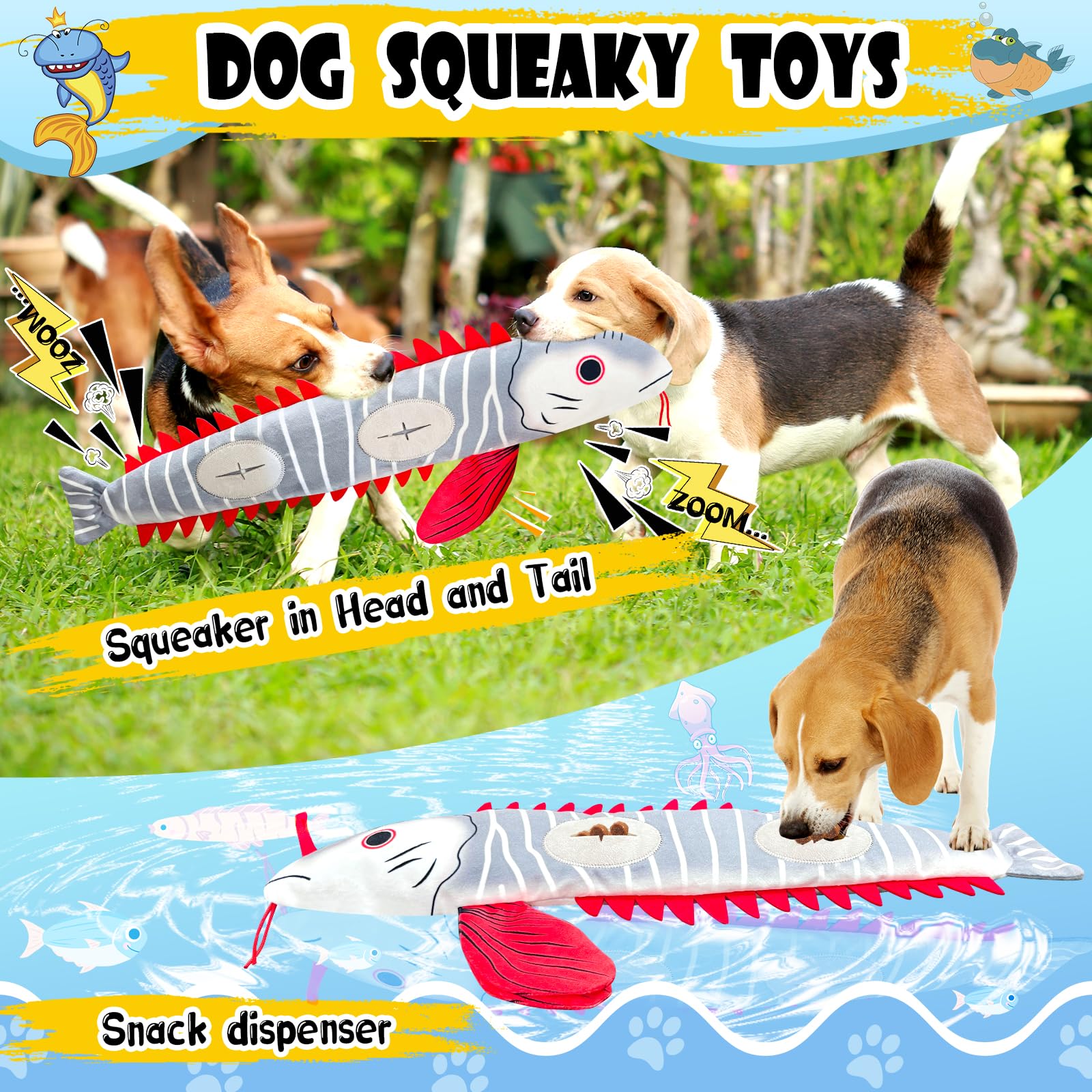 Jeefome Interactive Dog Toys For Small,Medium And Large Breeds-Squeaky Tug Toy With Soft Fabric-Best Dog Boredom Toys To Keep Th