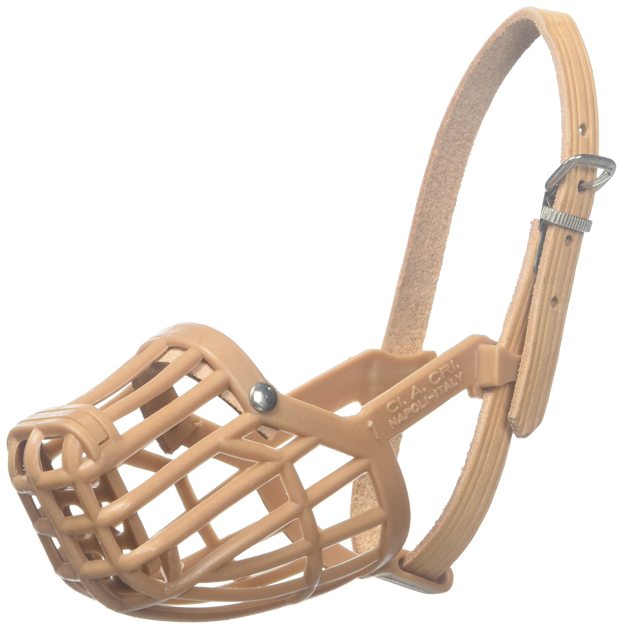Omnipet Leather Brothers Italian Basket Dog Muzzle, Tan, Size 2