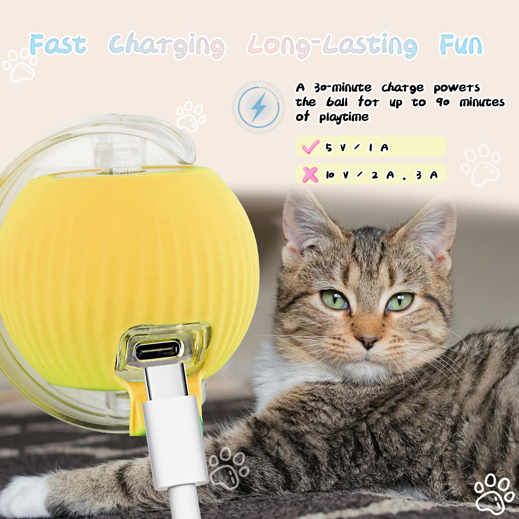 Lelean Automatic Rollie Cat Chase Ball Toy - Smart Interactive Pet Toy With 360 Rotating Motion, Rechargeable & Auto-Rolling Ele