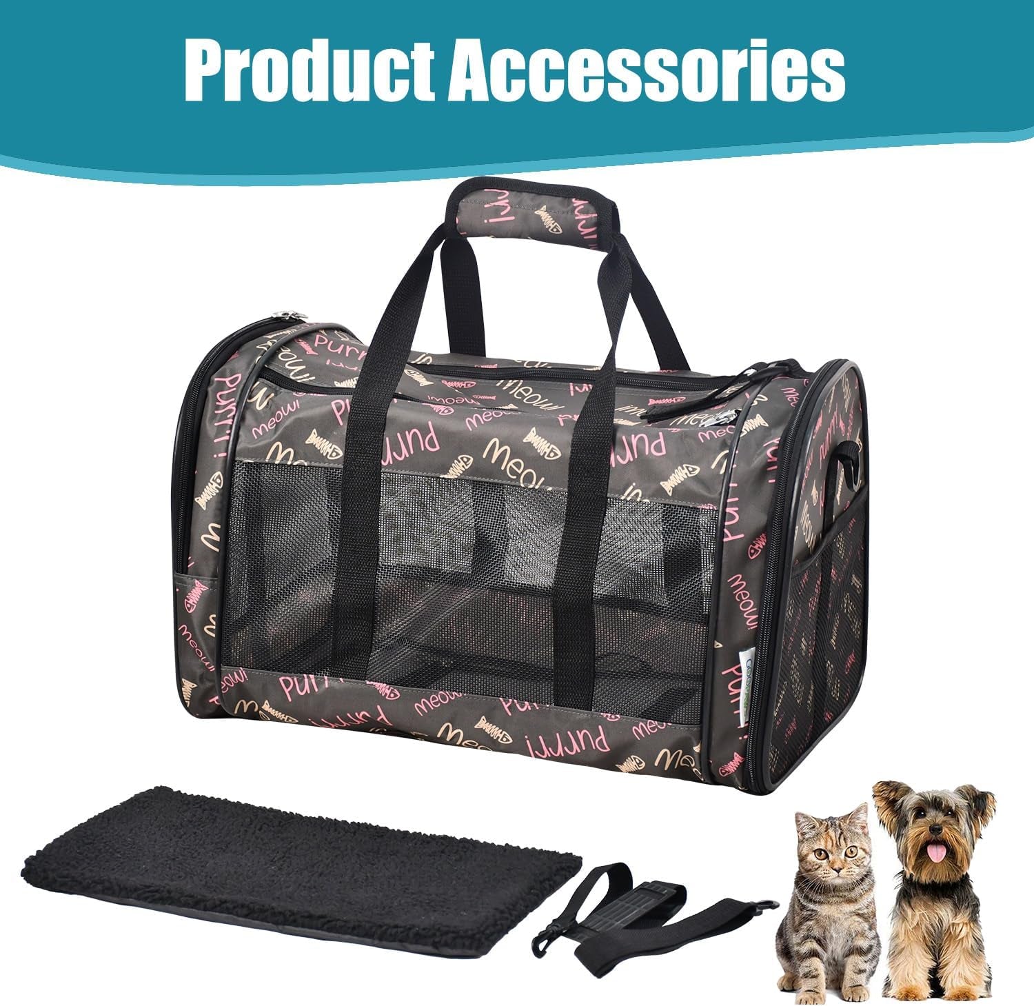 Soft-Sided Pet Carrier for Cats & Small Dogs, 22 lb, 19-Inch