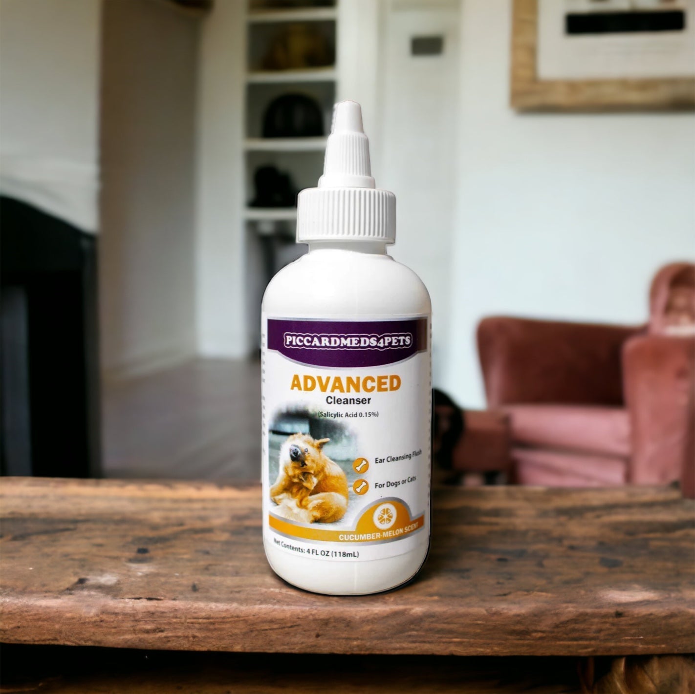 Piccardmeds4pets Ear Cleansing Solution  Salicylic Acid Aloe 4 oz. + Free Bandana