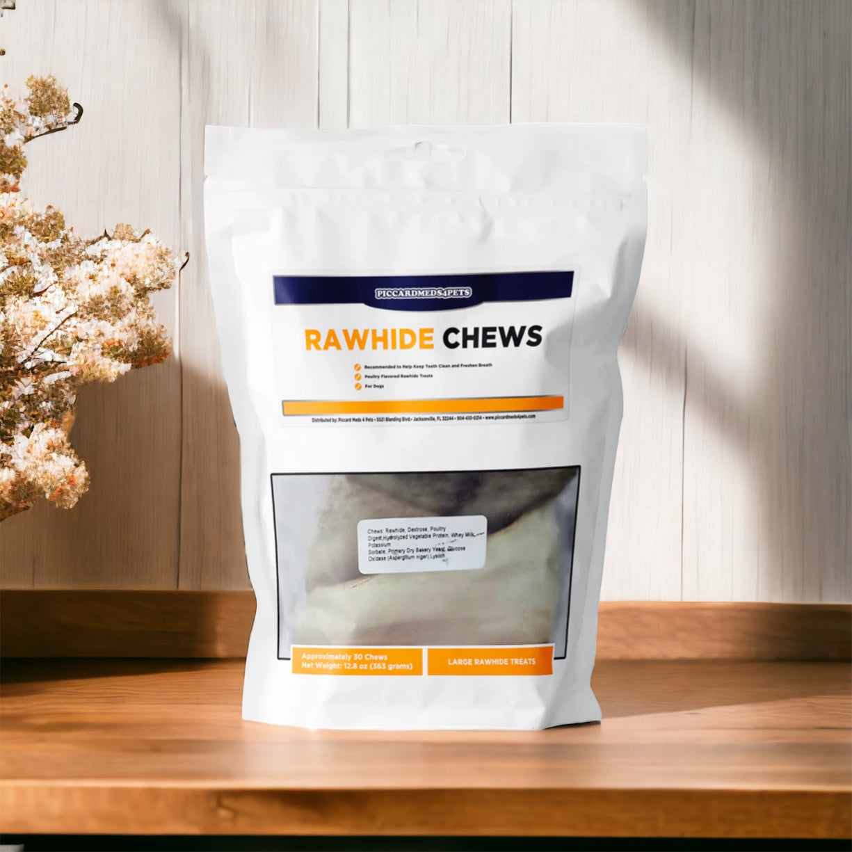 Piccardmeds4pets Rawhide Dental Chews Large Dogs 26–50lbs Teeth & Breath Care