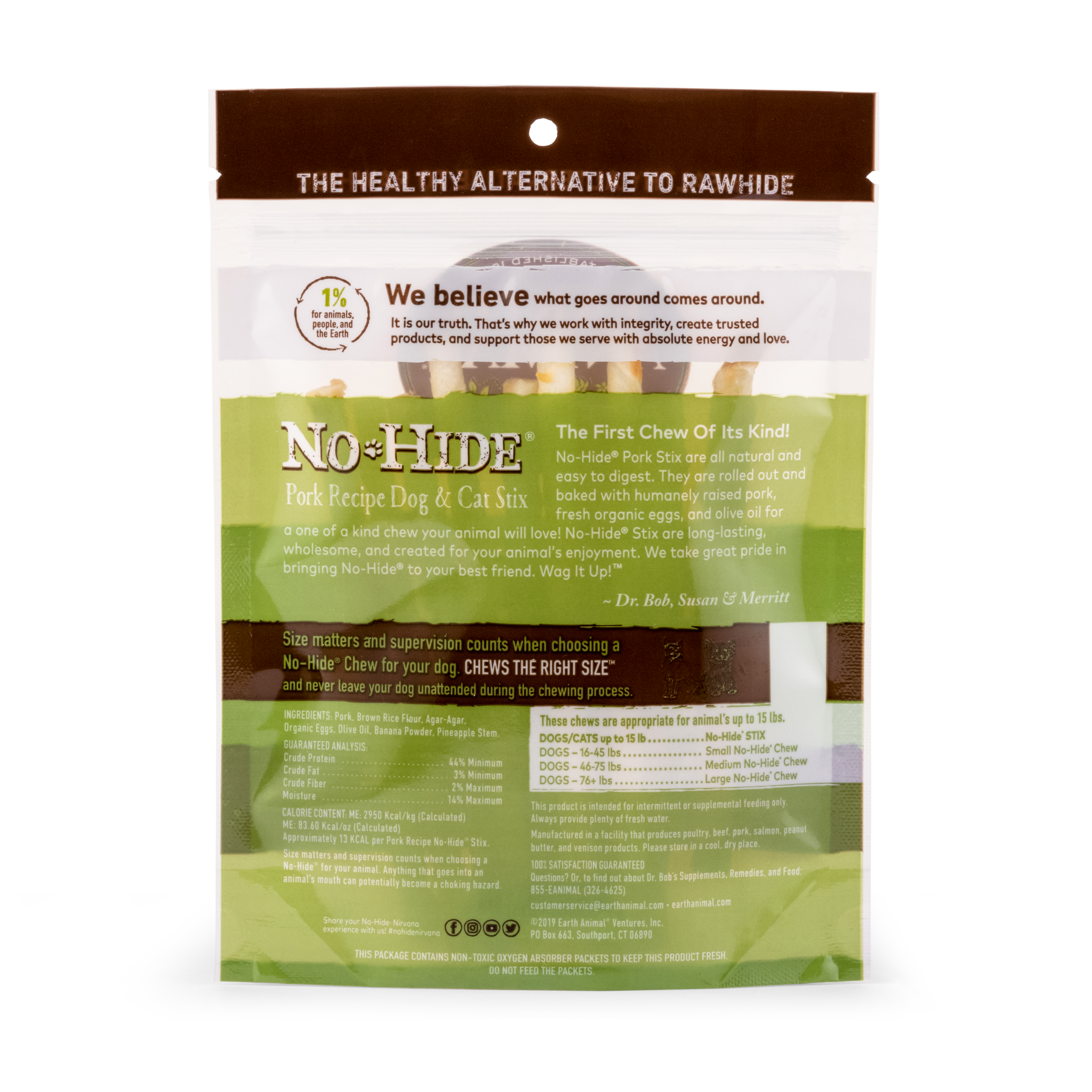 Earth Animal  No Hide Pork Pet Stix (10pk) (1.6oz)