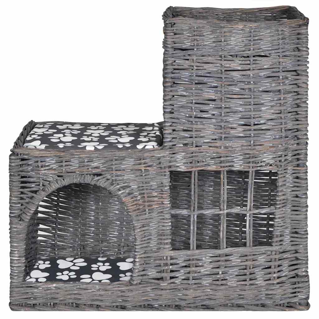 Vidaxl Willow Cat Tree Pet House/Bed/Castle/Scratching Post With Cushion