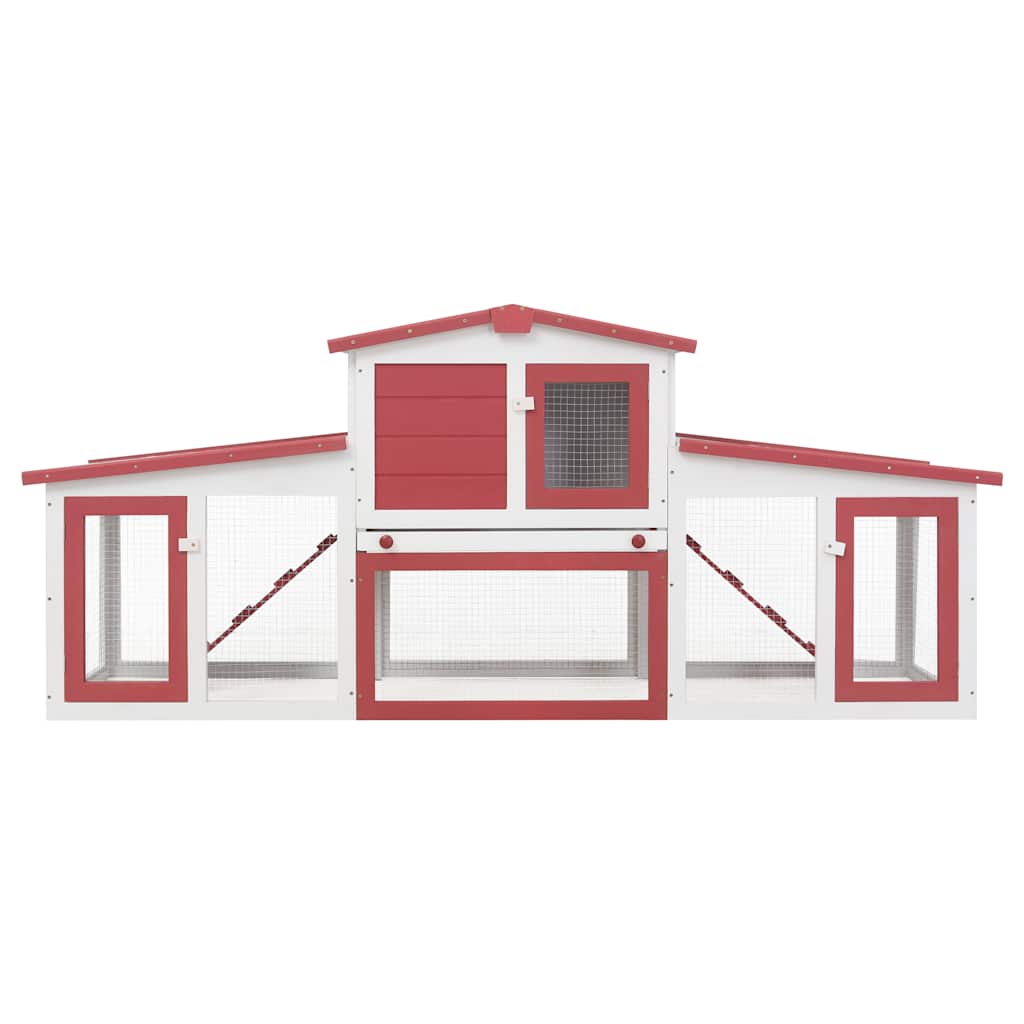 Vidaxl Outdoor Large Rabbit Hutch Red And White 80.3''X17.7''X33.5'' Wood