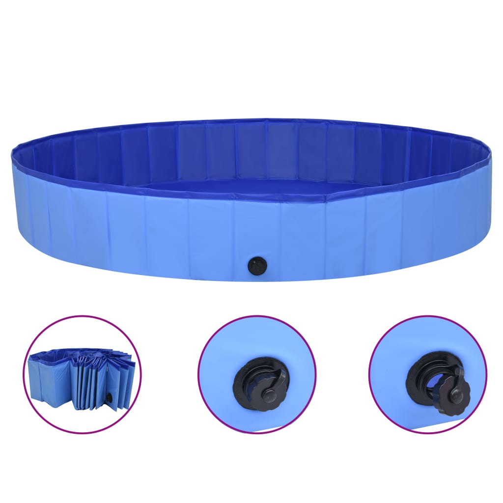 Vidaxl Durable Foldable Dog Swimming Pool - Premium Pvc Material - Reinforced Edges - Anti-Slip Surface - Suitable For Indoor/Outdoor Use - 78.7' X 11.8'