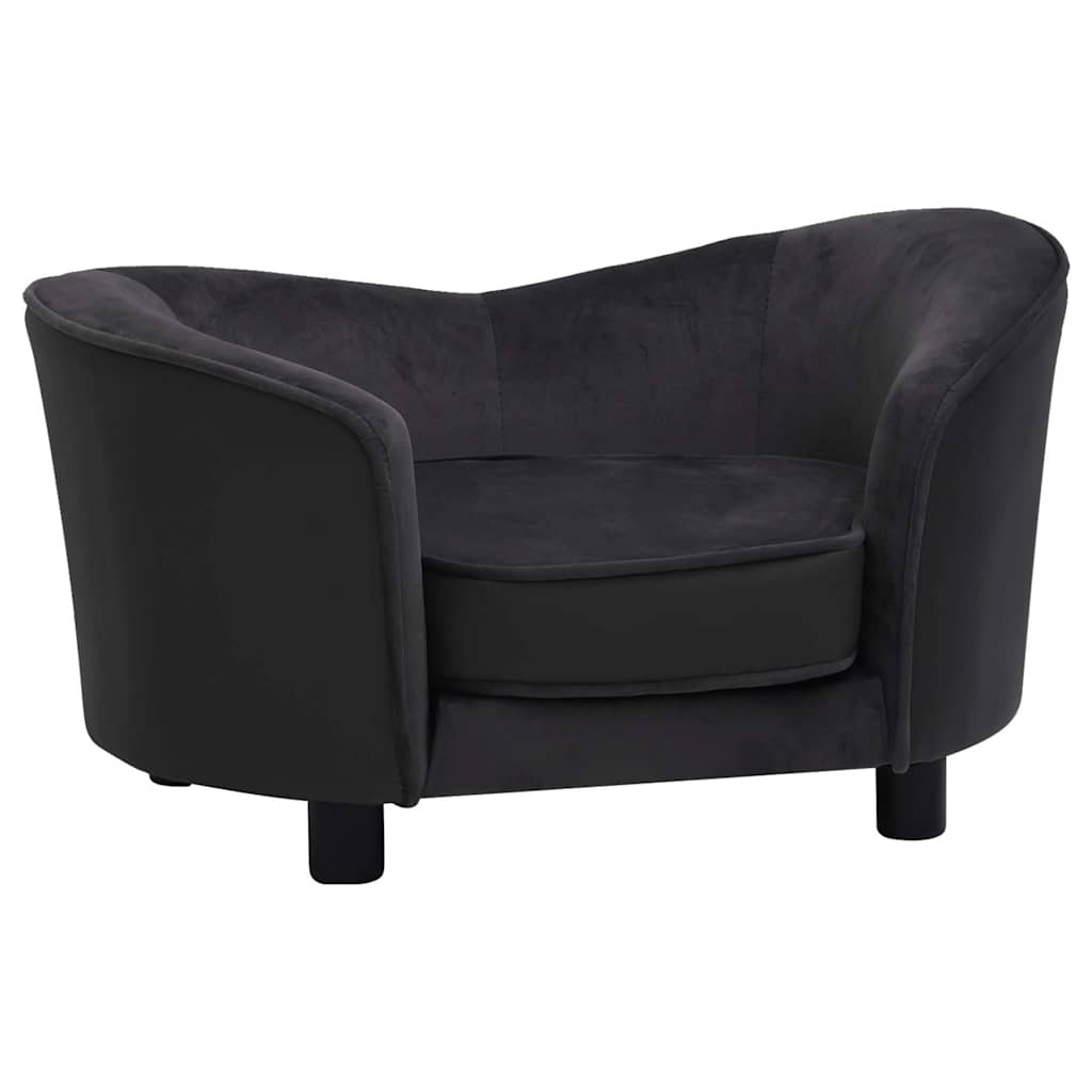 Vidaxl Dog Sofa Black 27.2'X19.3'X15.7' Plush And Faux Leather