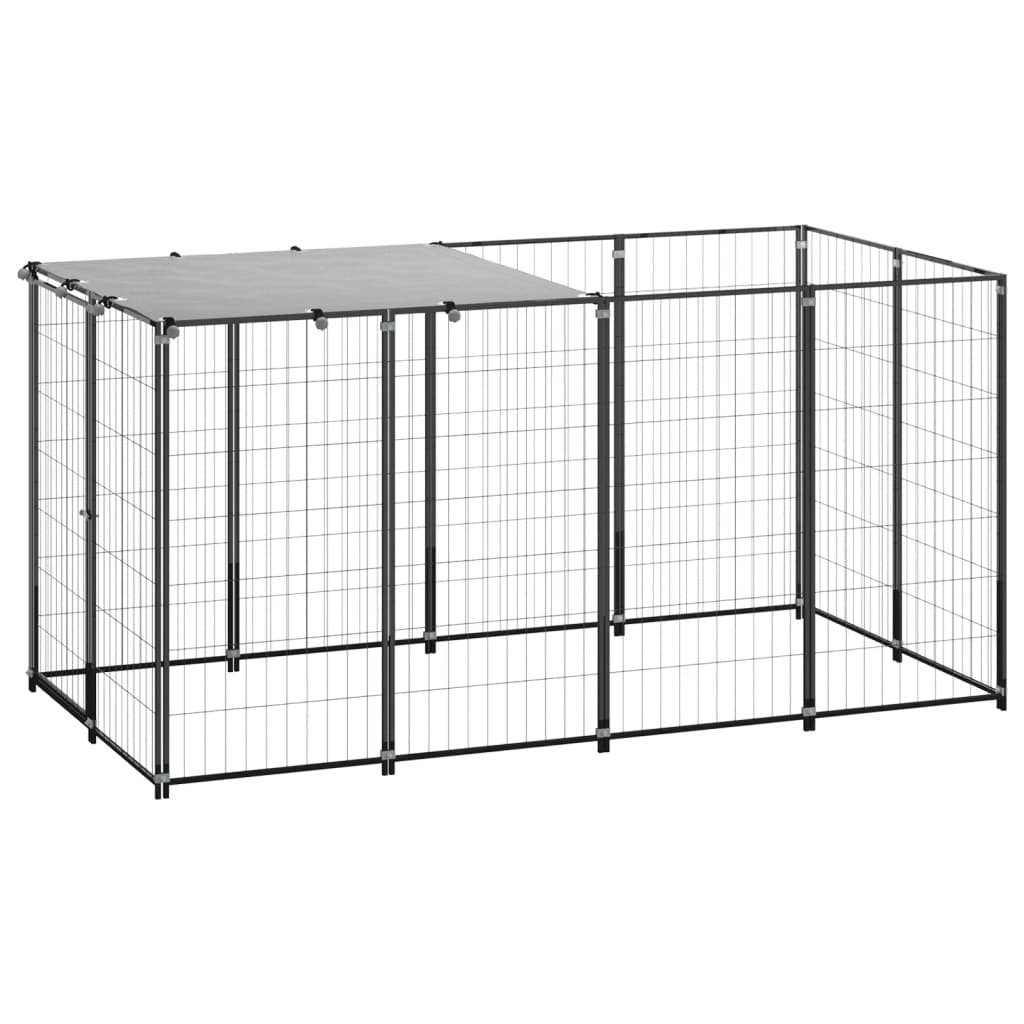 vidaXL Dog Kennel Black 26 ft Steel