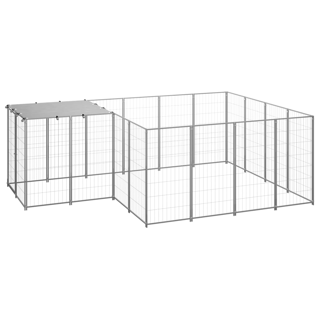 vidaXL Dog Kennel Silver 65.1 ft Steel