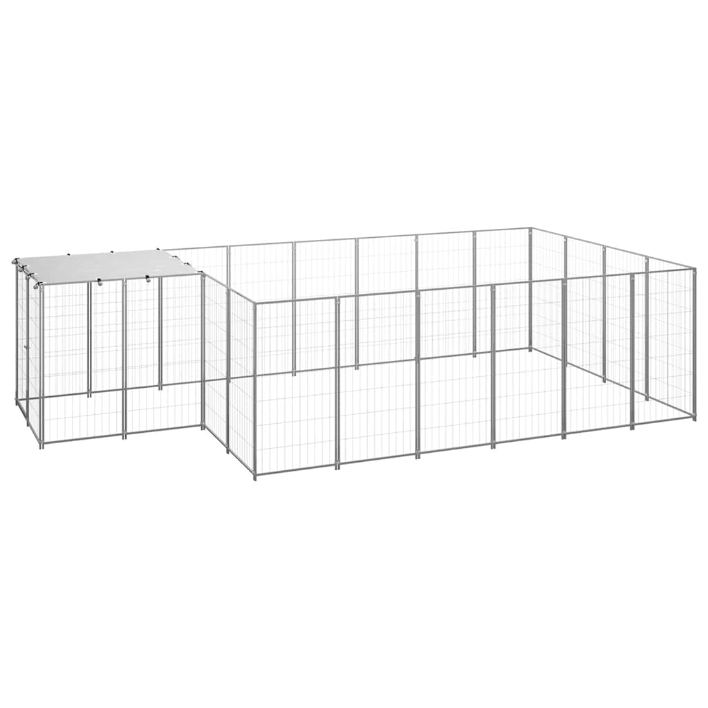 vidaXL Dog Kennel Silver 91.2 ft Steel