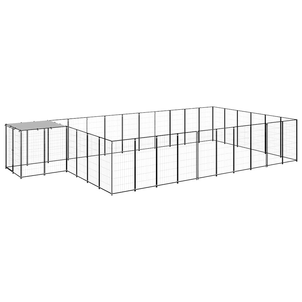 vidaXL Dog Kennel Black 208.4 ft Steel