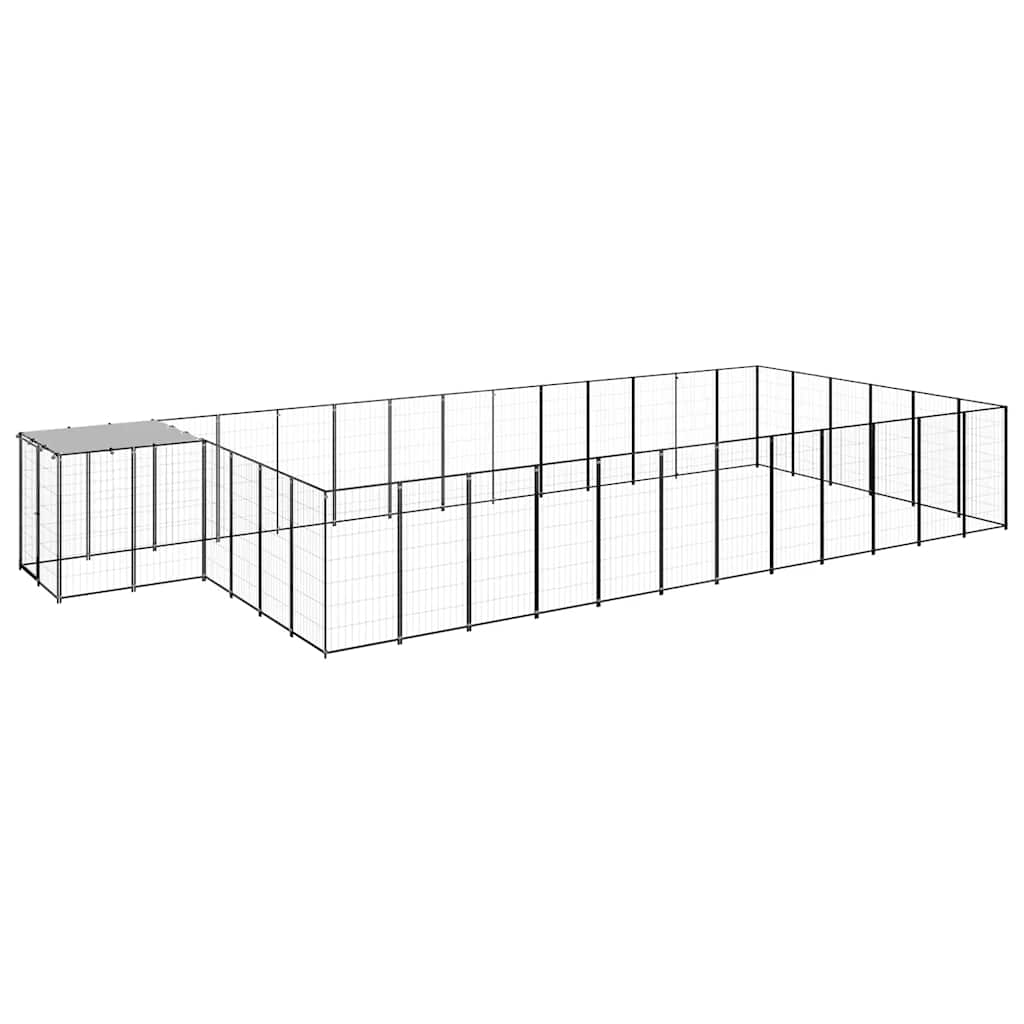 vidaXL Dog Kennel Black 247.5 ft Steel