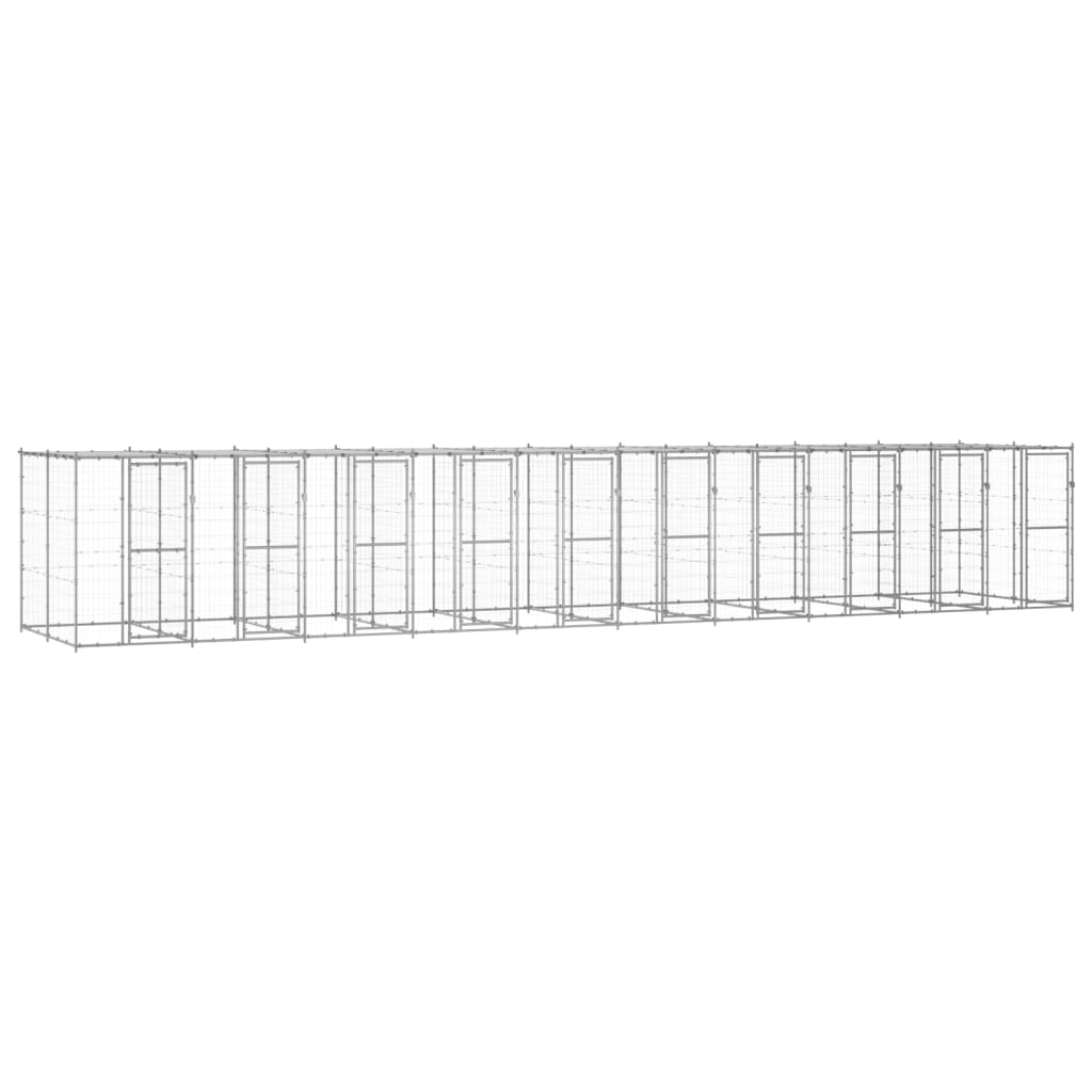 vidaXL Outdoor Dog Kennel Galvanized Steel with Roof 260.5 ft