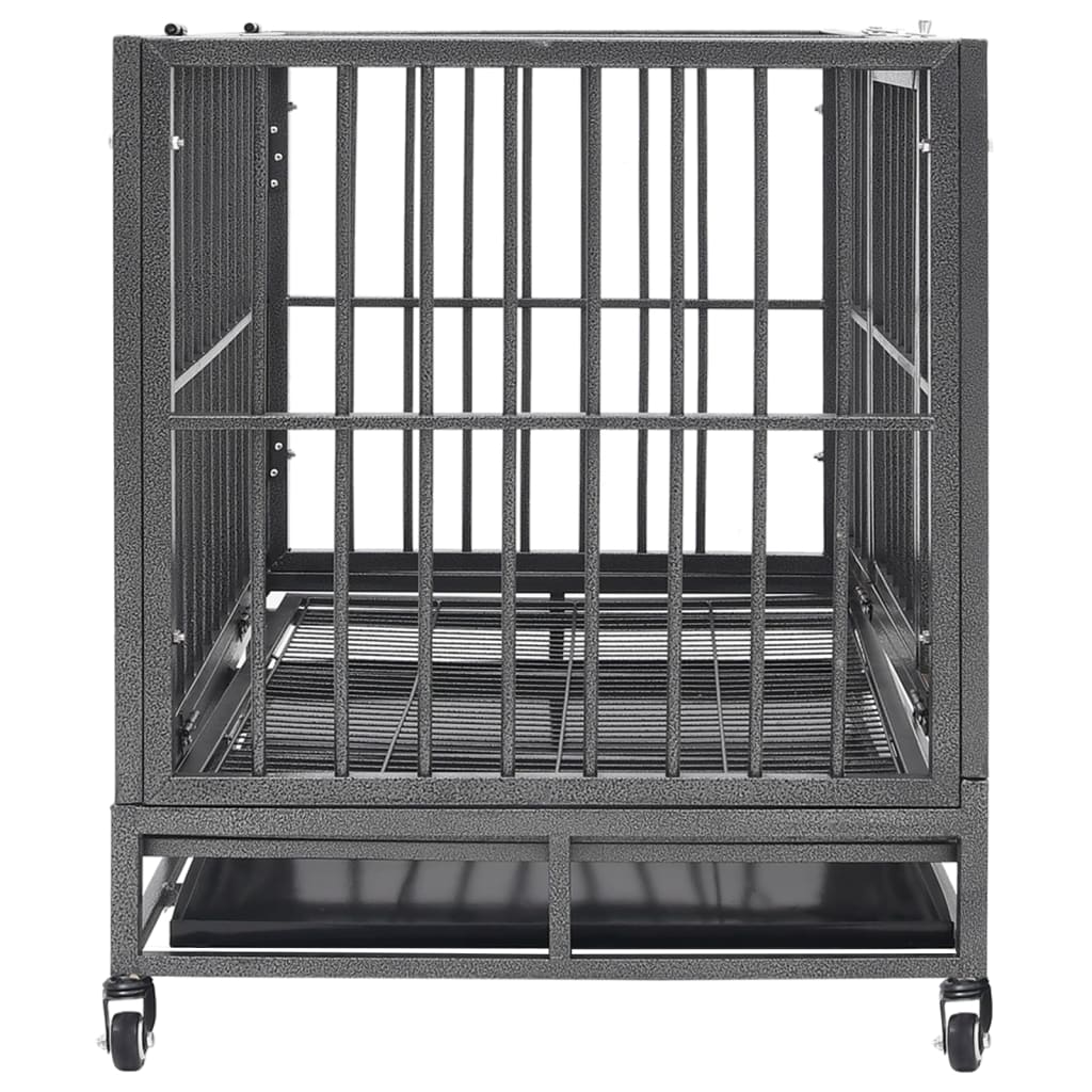 Vidaxl Dog Cage With Wheels Steel 36.2''X24.4''X29.9''