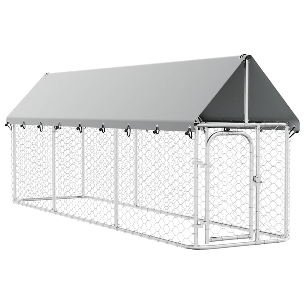 vidaXL Outdoor Dog Kennel with Roof 157.5x39.4x59.1