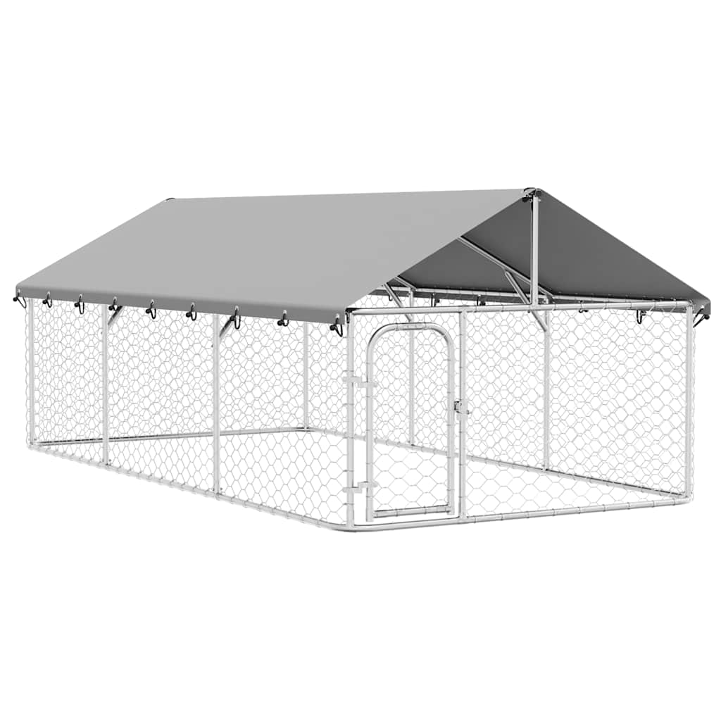 vidaXL Outdoor Dog Kennel with Roof 157.5x78.7x59.1