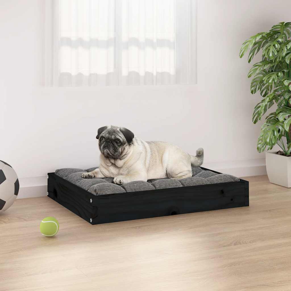 vidaXL Dog Bed Black 24.2x19.3x3.5 Solid Wood Pine