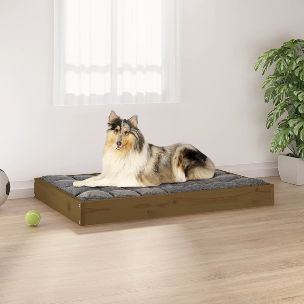 vidaXL Dog Bed Honey Brown 36x25.2x3.5 Solid Wood Pine