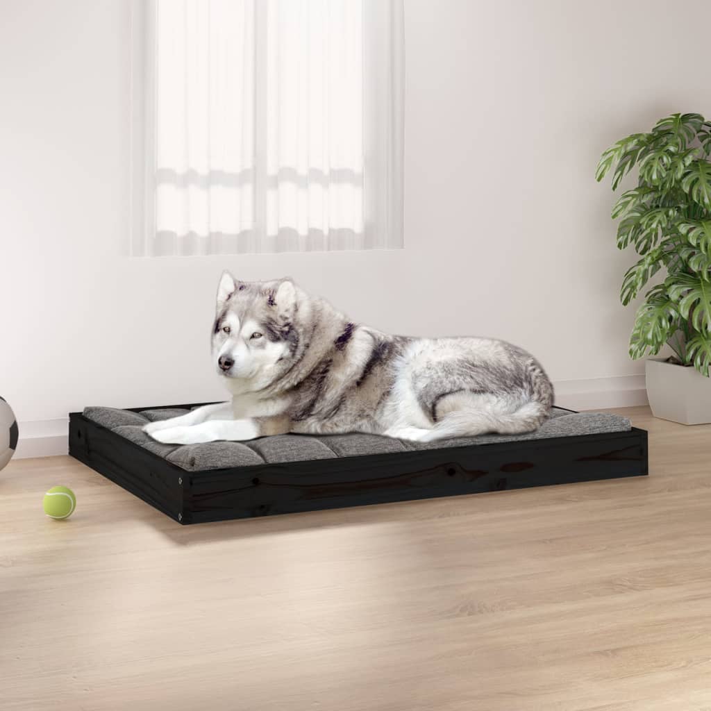 vidaXL Dog Bed Black 40x29.1x3.5 Solid Wood Pine