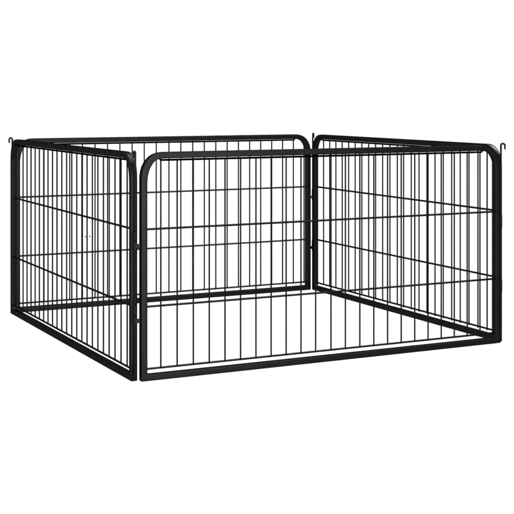 Vidaxl Dog Playpen 4 Panels Black 39.4''X19.7'' Powder-Coated Steel