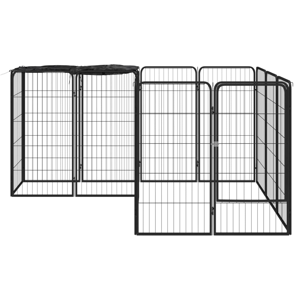 Vidaxl 14-Panel Dog Playpen Black 19.7''X39.4'' Powder-Coated Steel